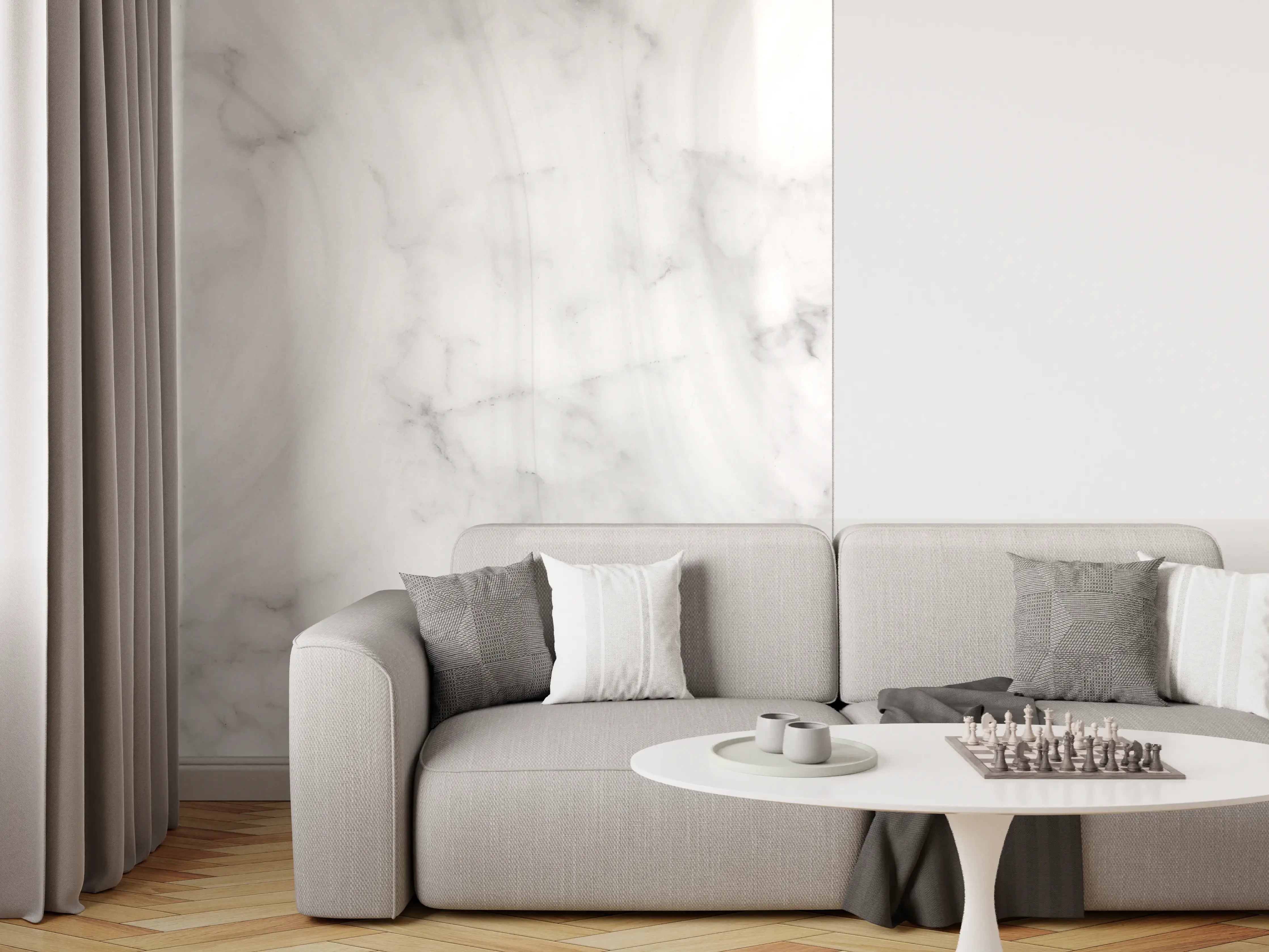 Wandverkleidung Wohnzimmer - Panorama grauer Marmor Hintergrund