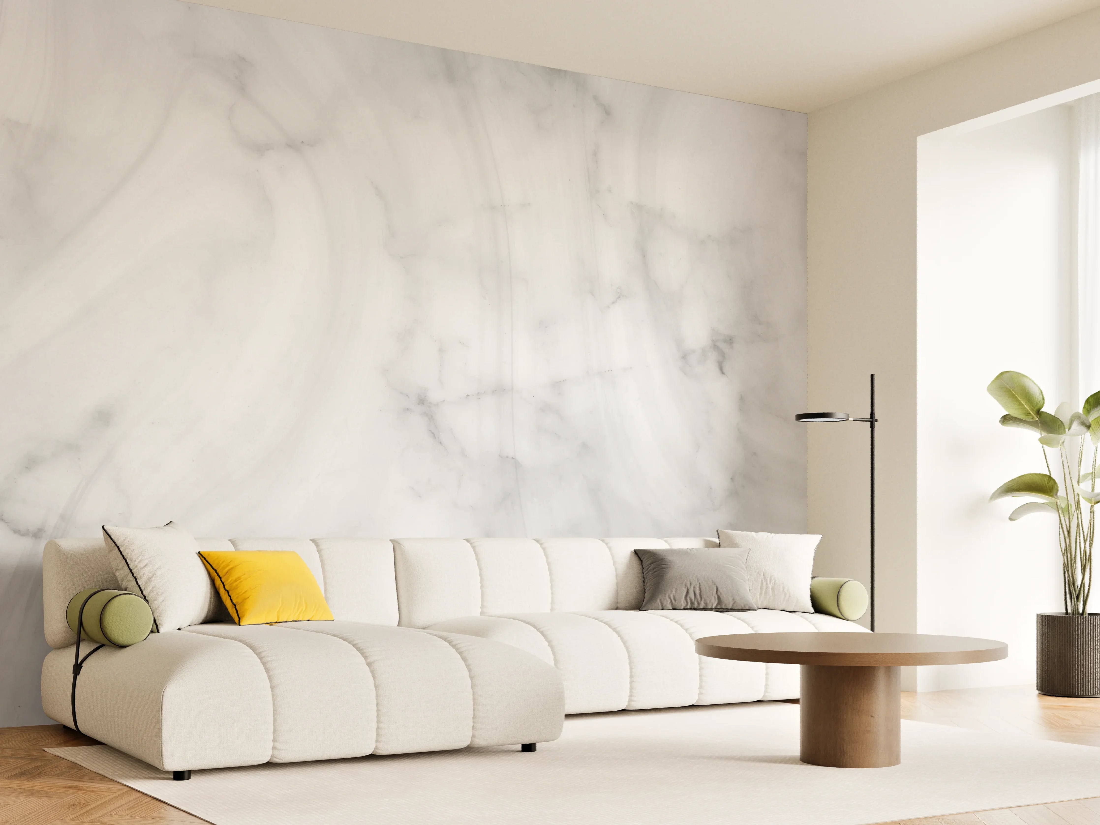 Wandverkleidung Wohnzimmer - Panorama grauer Marmor Hintergrund