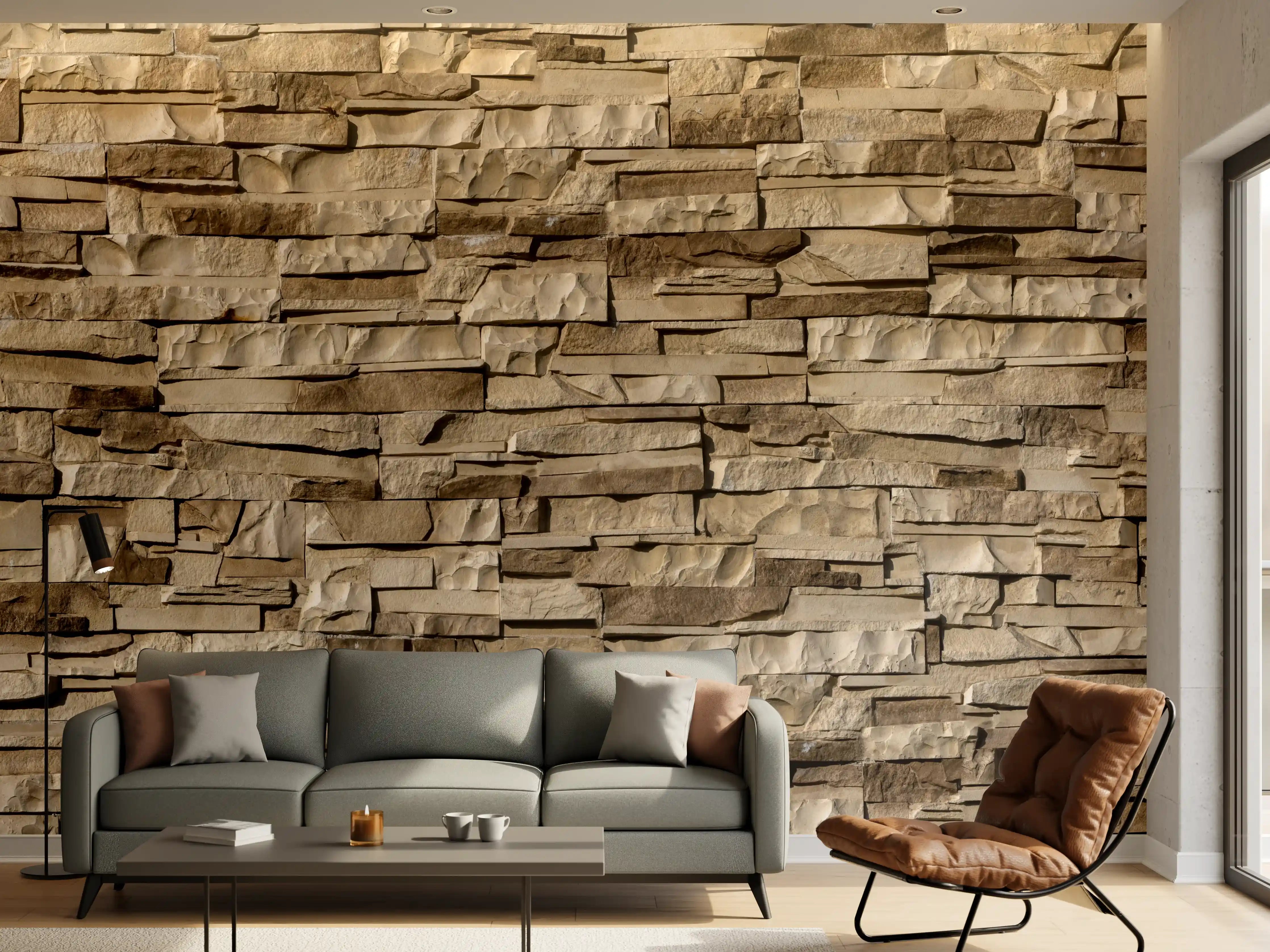 Wandverkleidung Wohnzimmer - Panorama nahtlose Textur von Klinkerfliesen