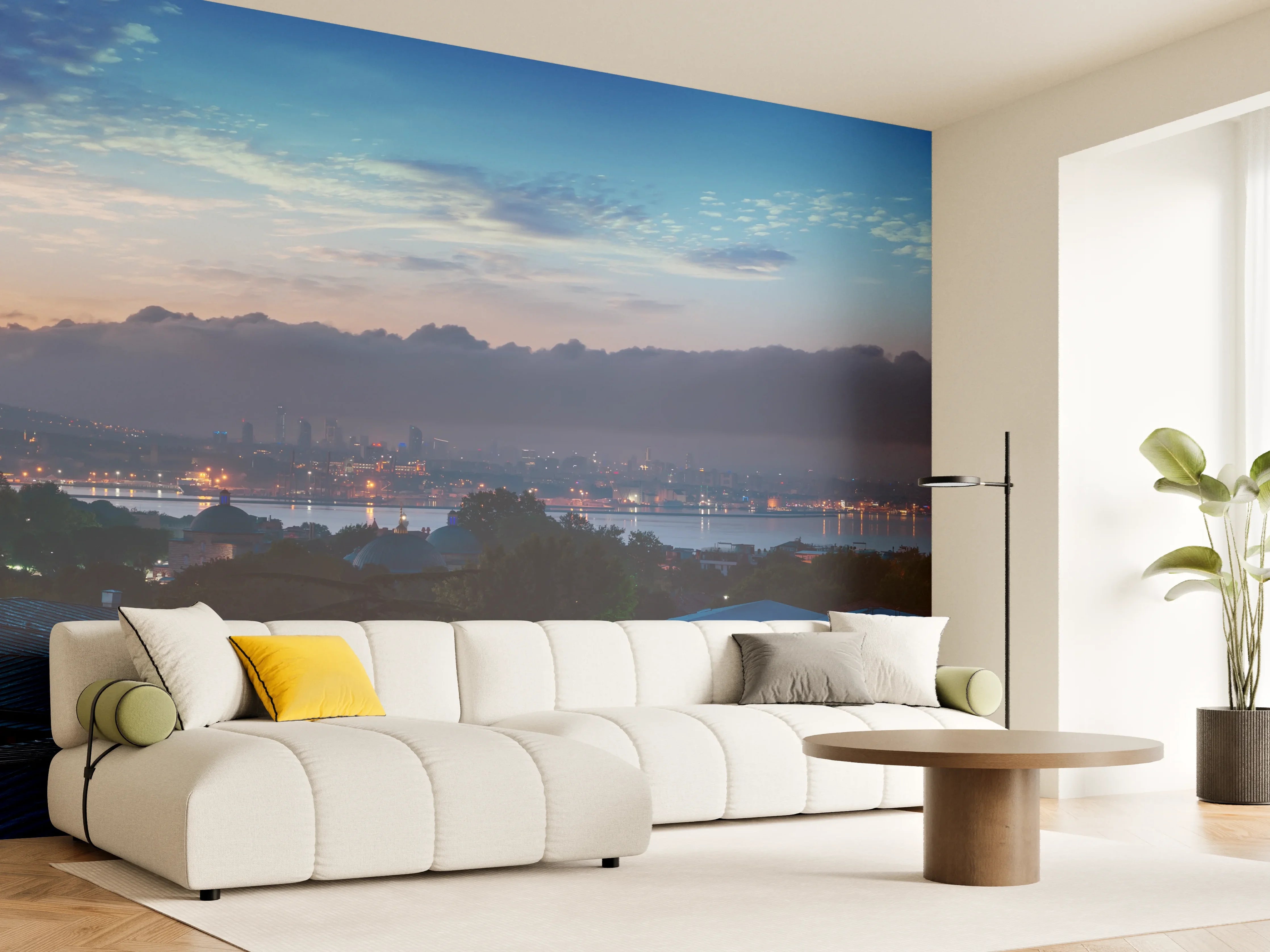 Wandverkleidung Wohnzimmer - Panorama von Istanbul im Nacht
