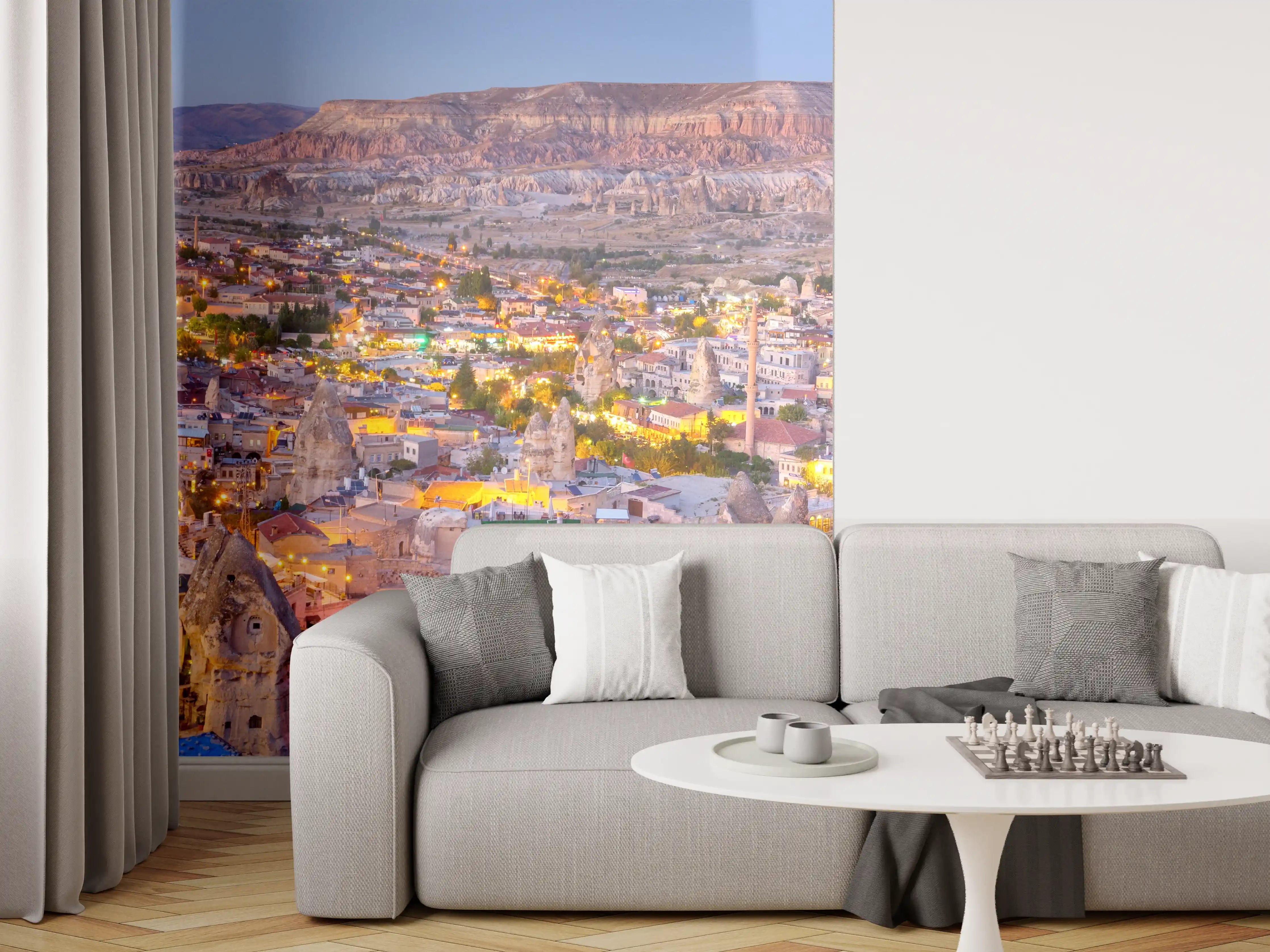 Wandverkleidung Wohnzimmer - Panoramablick auf Göreme - Kapadokien