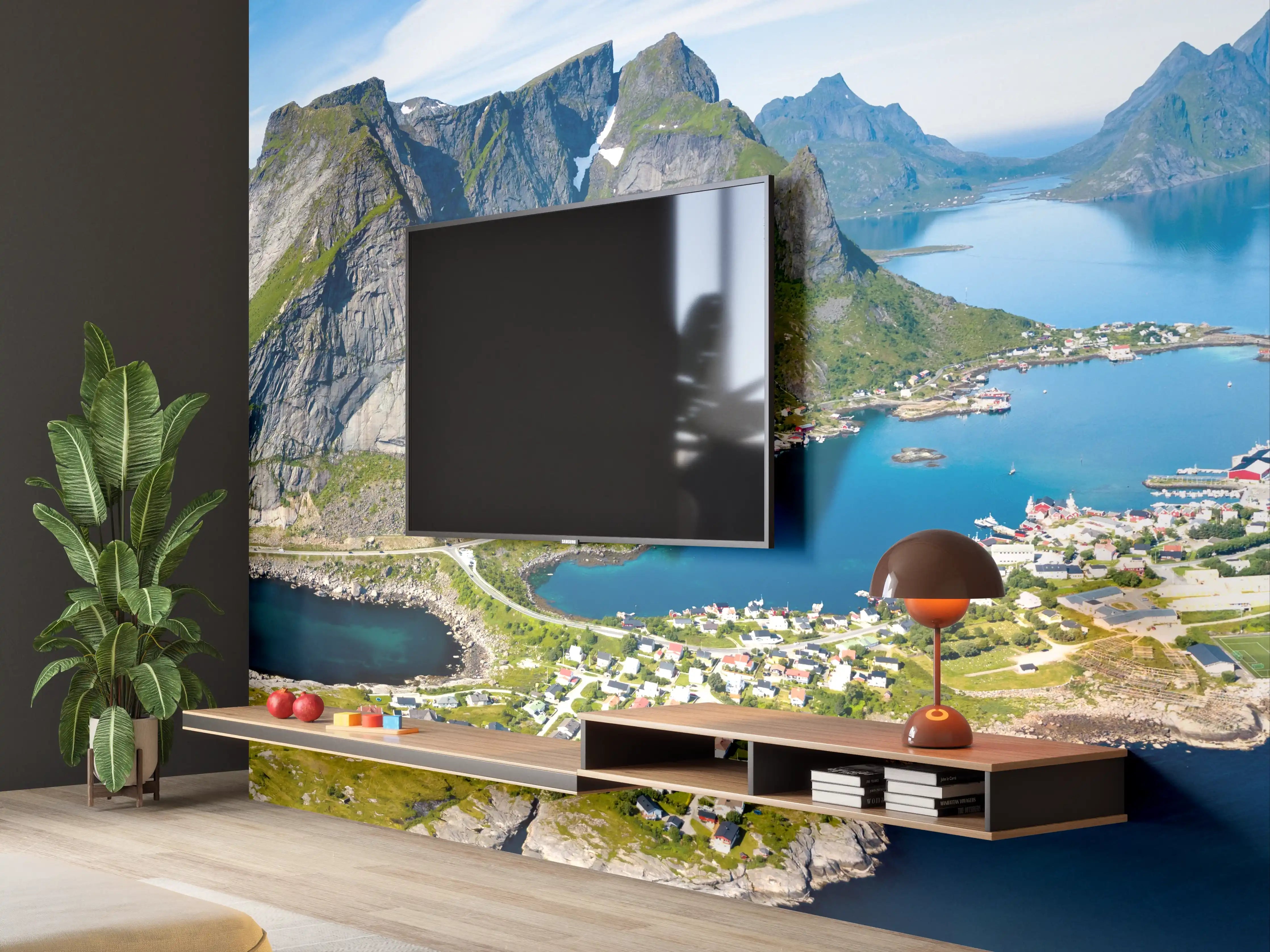 Wandverkleidung Wohnzimmer - Panoramablick auf Reine