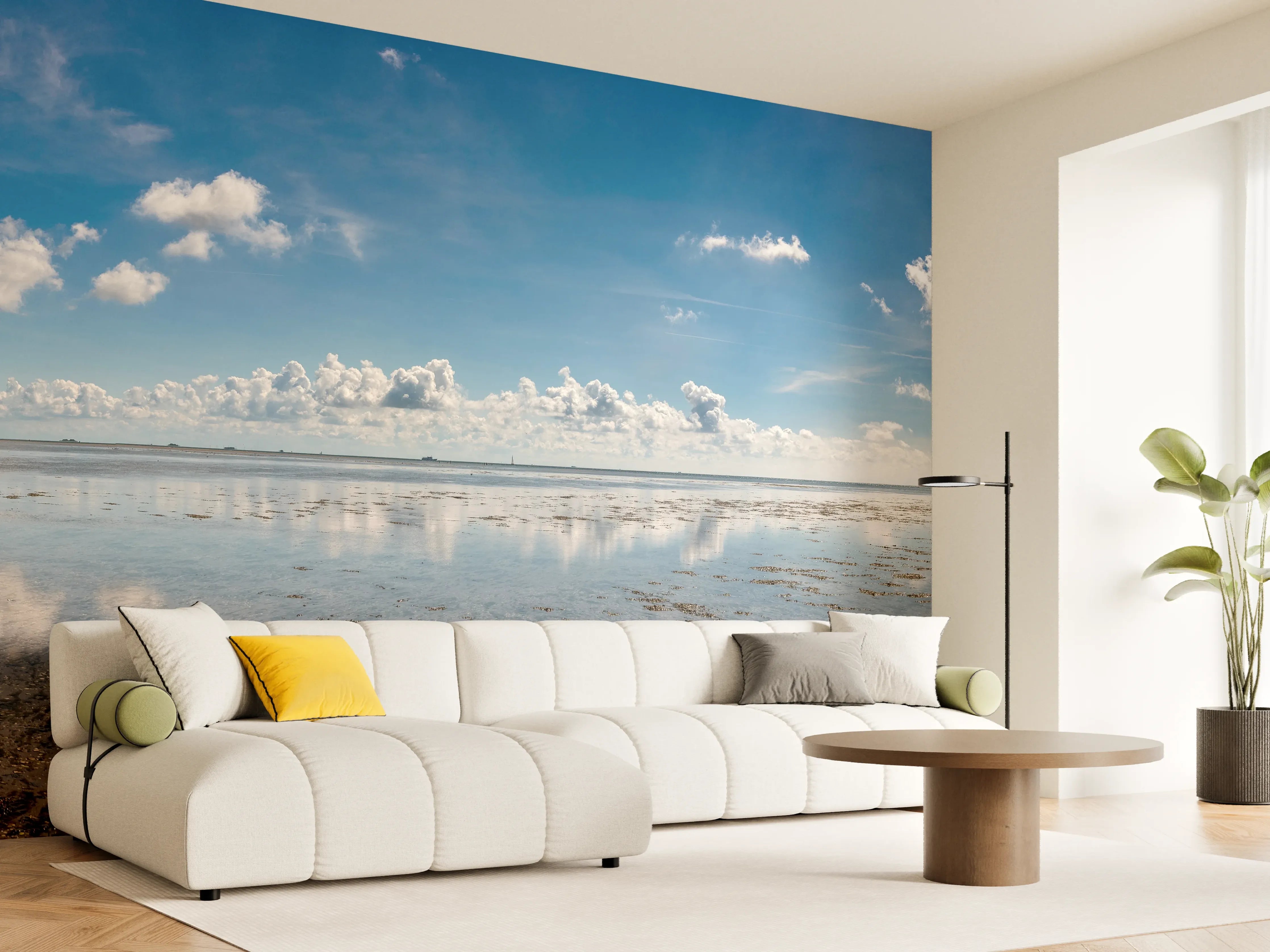 Wandverkleidung Wohnzimmer - Panoramablick auf den ruhigen Ozean