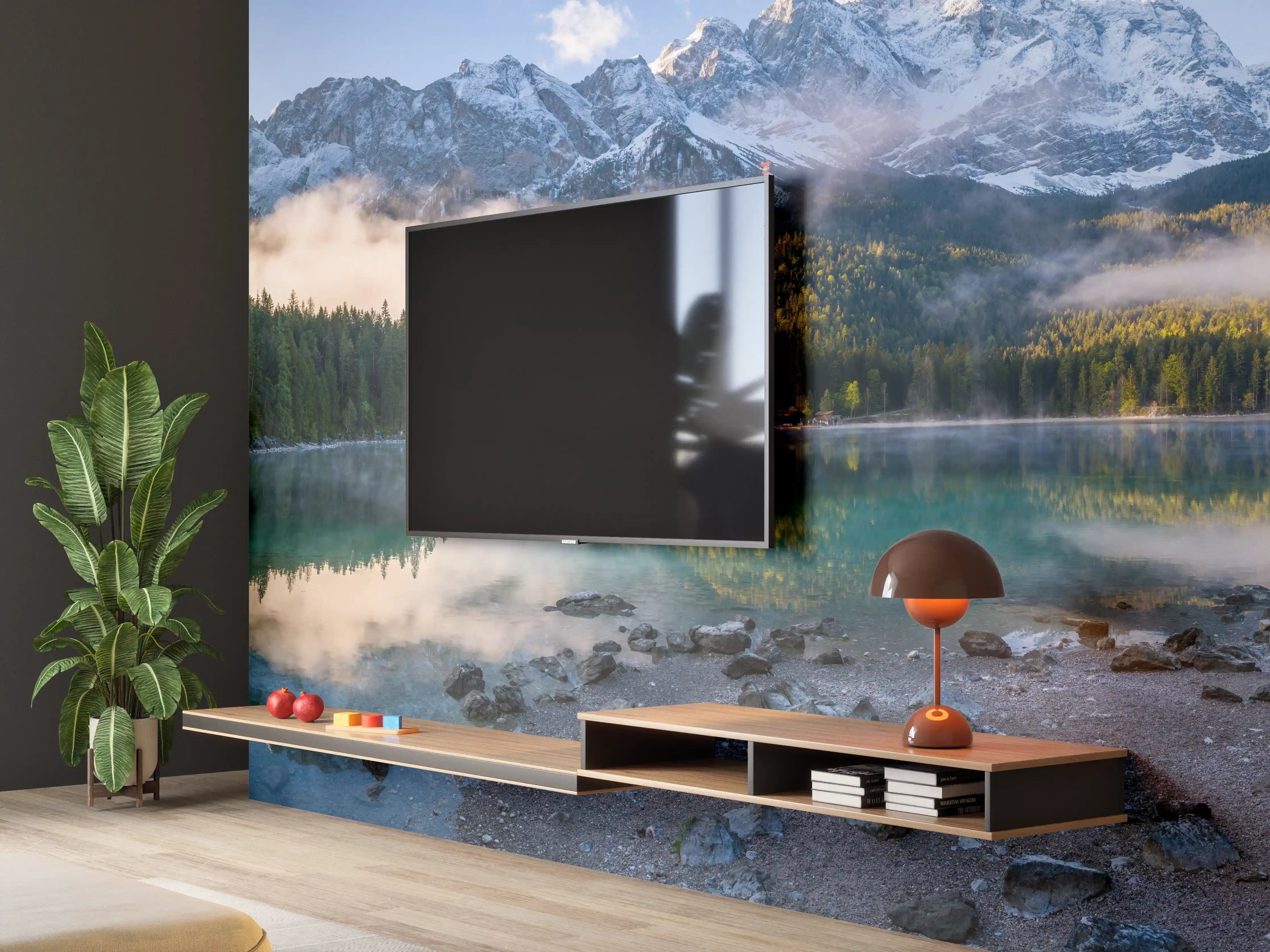 Wandverkleidung Wohnzimmer - Panoramablick auf die Zugspitze