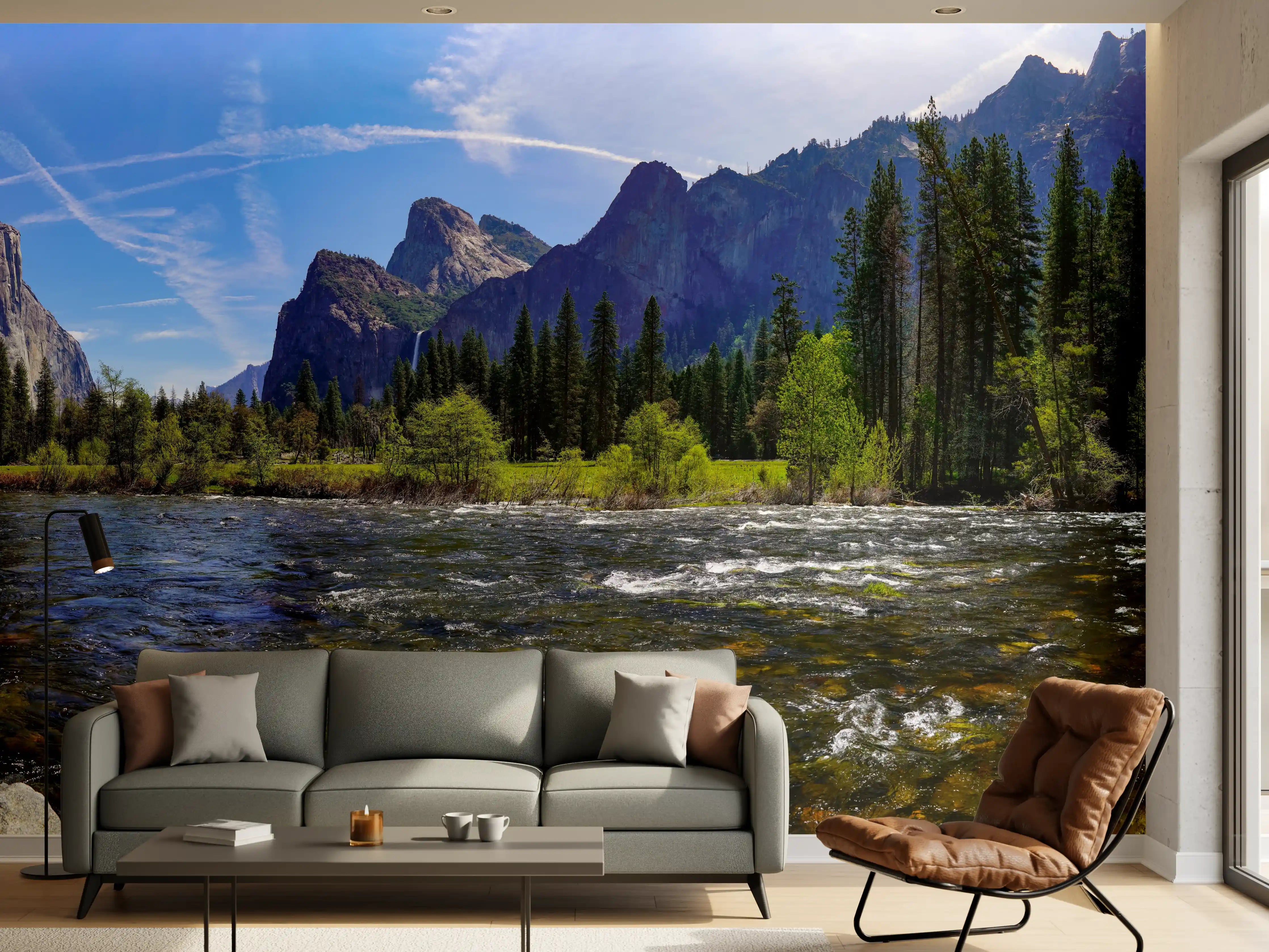 Wandverkleidung Wohnzimmer - Panoramablick im Yosemite-Nationalpark