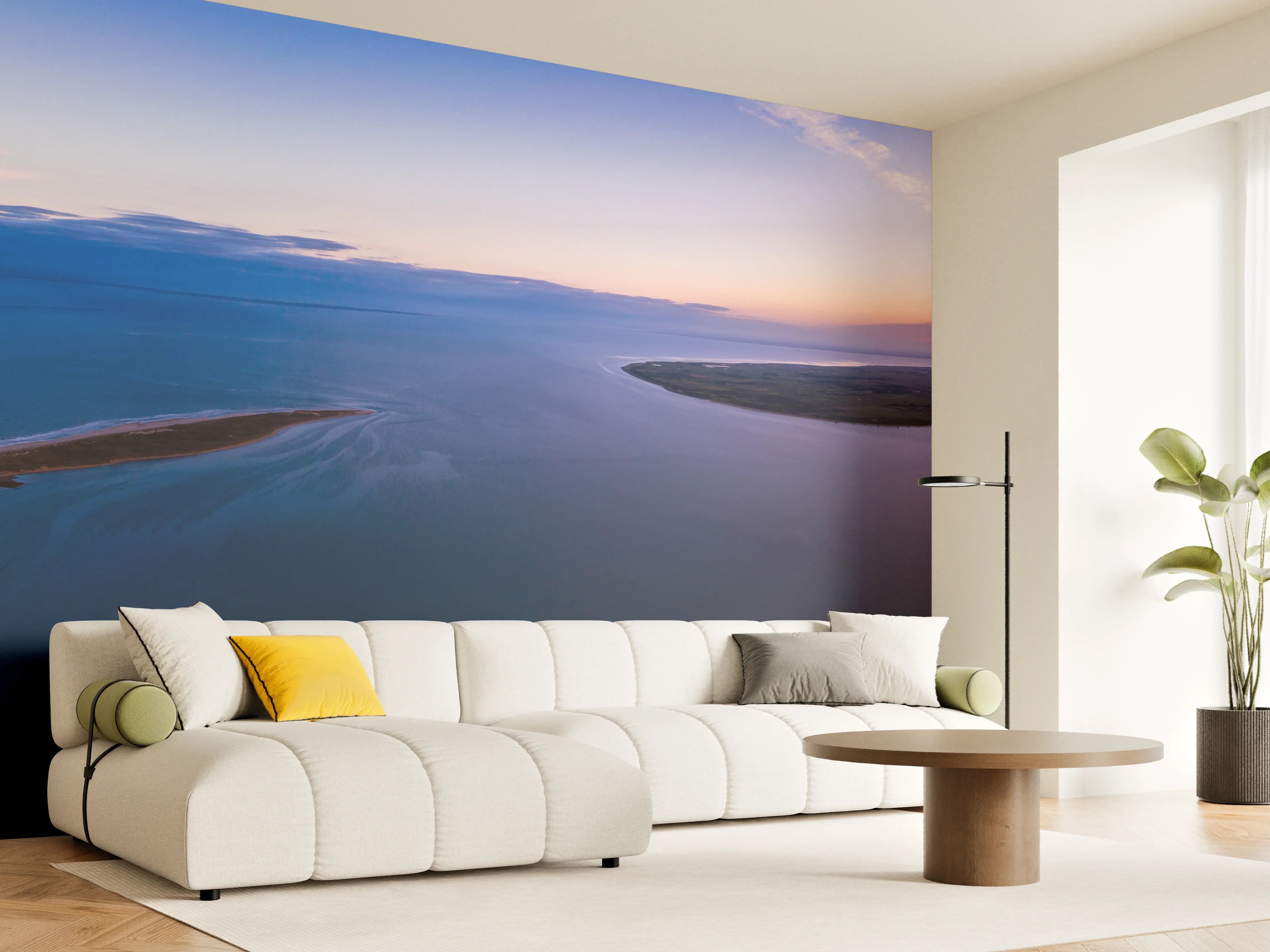 Wandverkleidung Wohnzimmer - Panoramablick über friedliche Wasserlandschaft