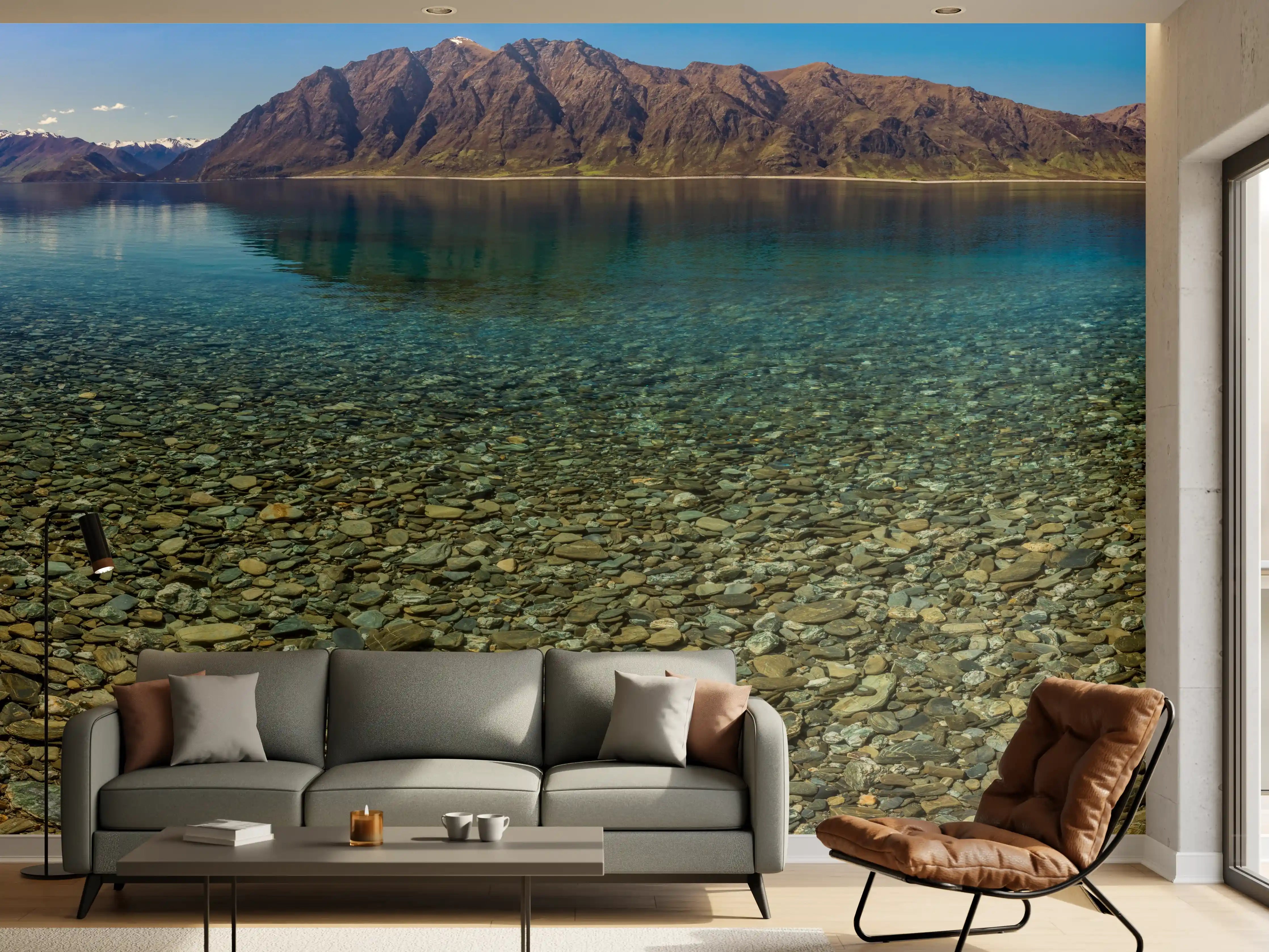 Wandverkleidung Wohnzimmer - Panoramafotos vom Hawea-See