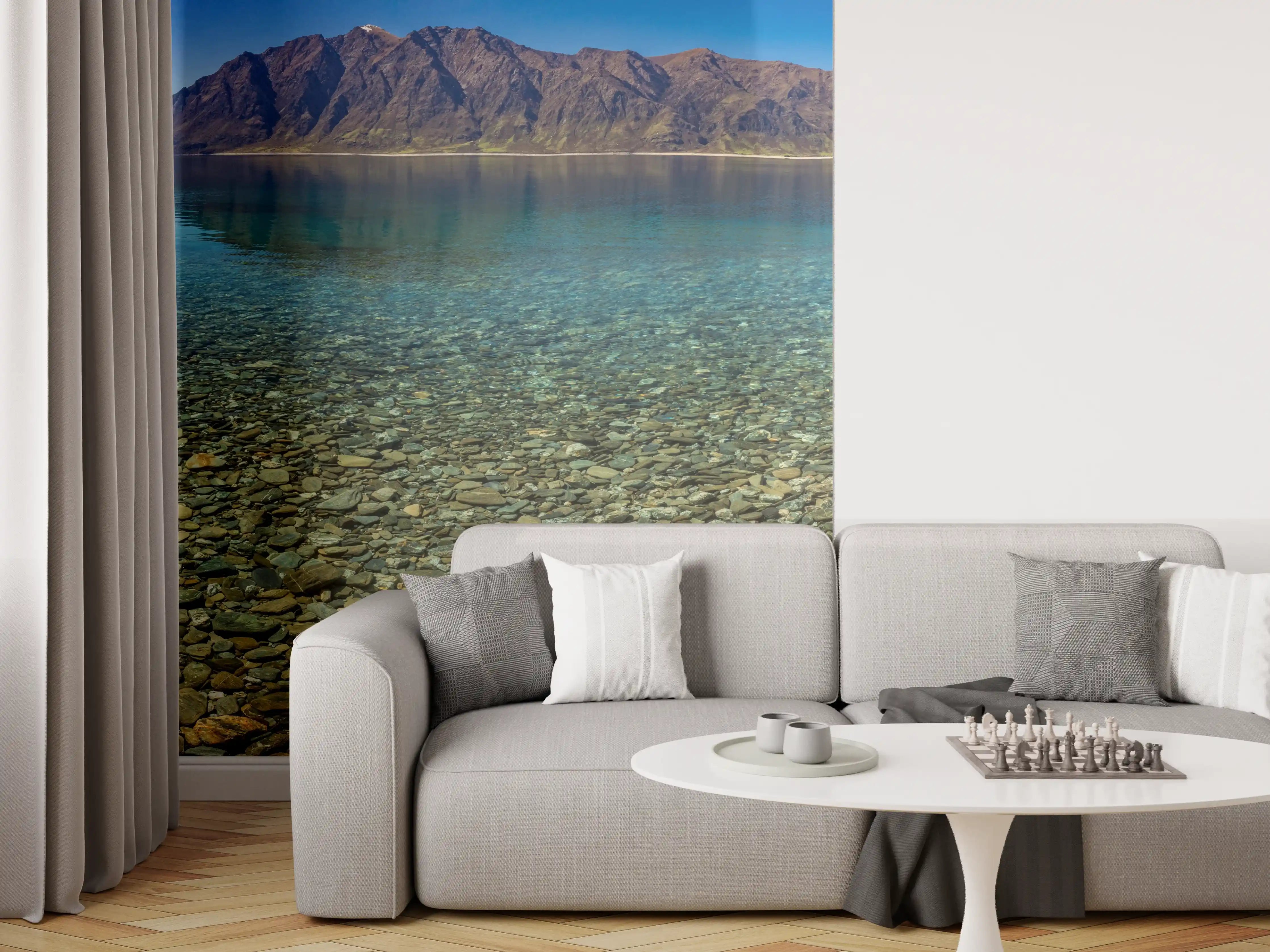 Wandverkleidung Wohnzimmer - Panoramafotos vom Hawea-See