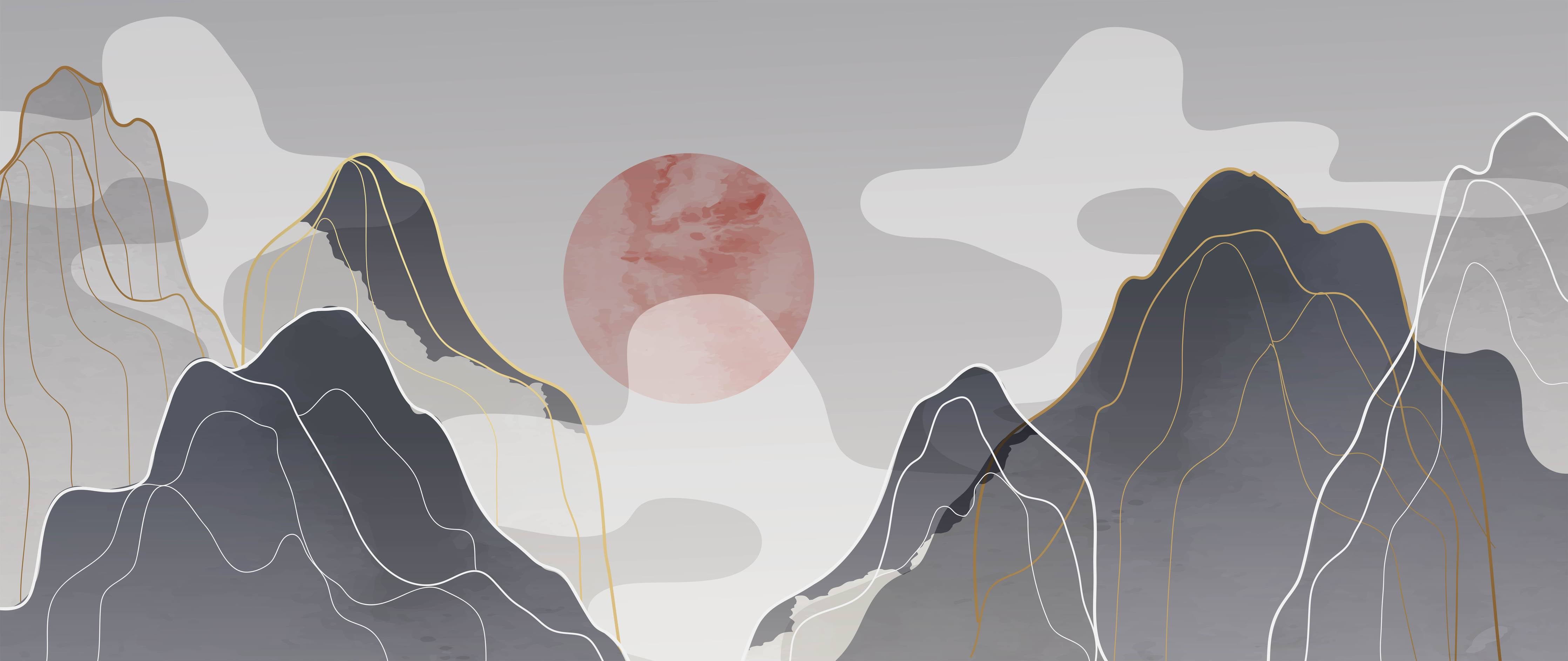 Wandverkleidung Wohnzimmer-Pastell Berge Abendsonne