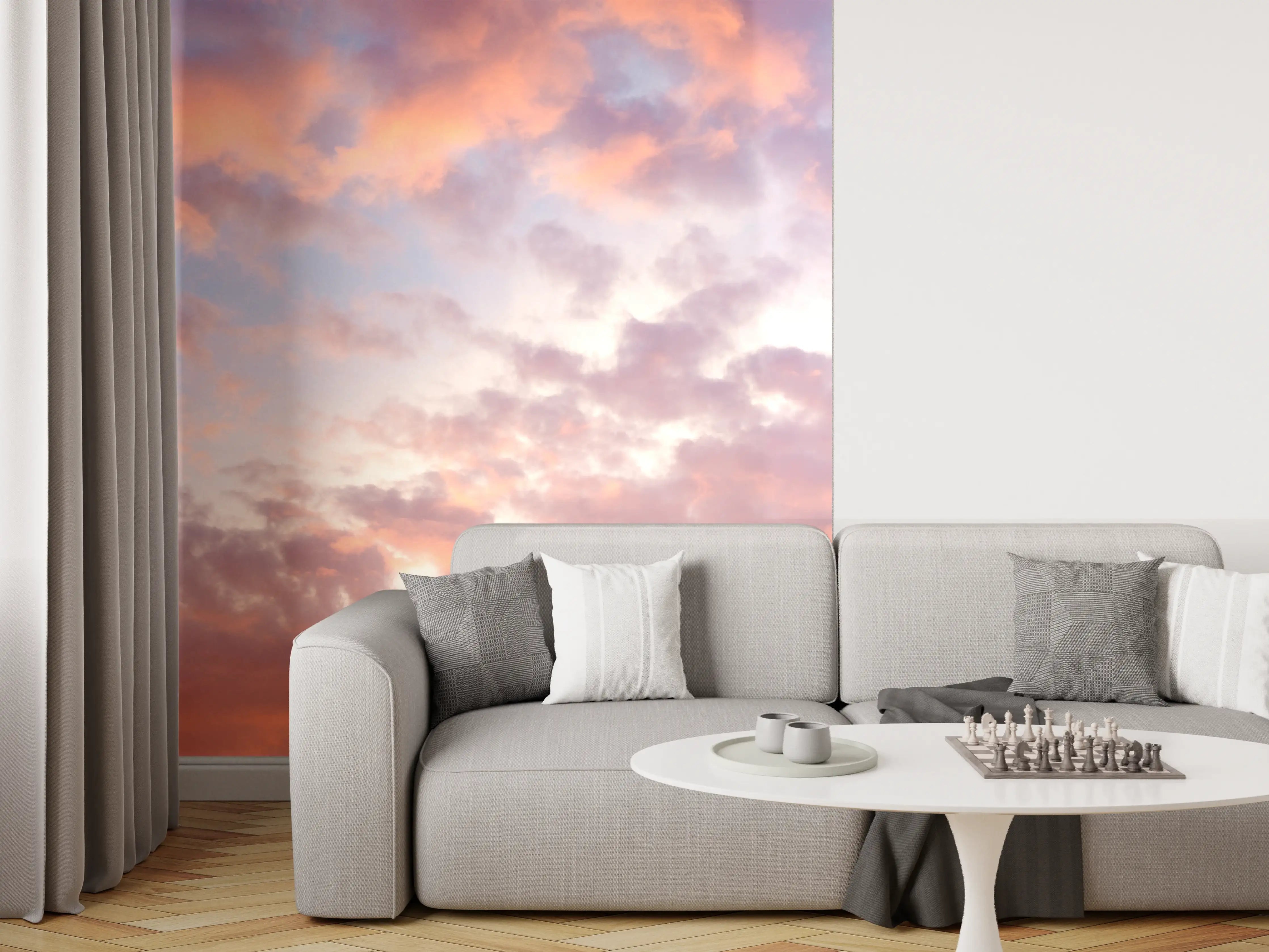 Wandverkleidung Wohnzimmer - Pastell-Sonnenuntergangs-Himmel