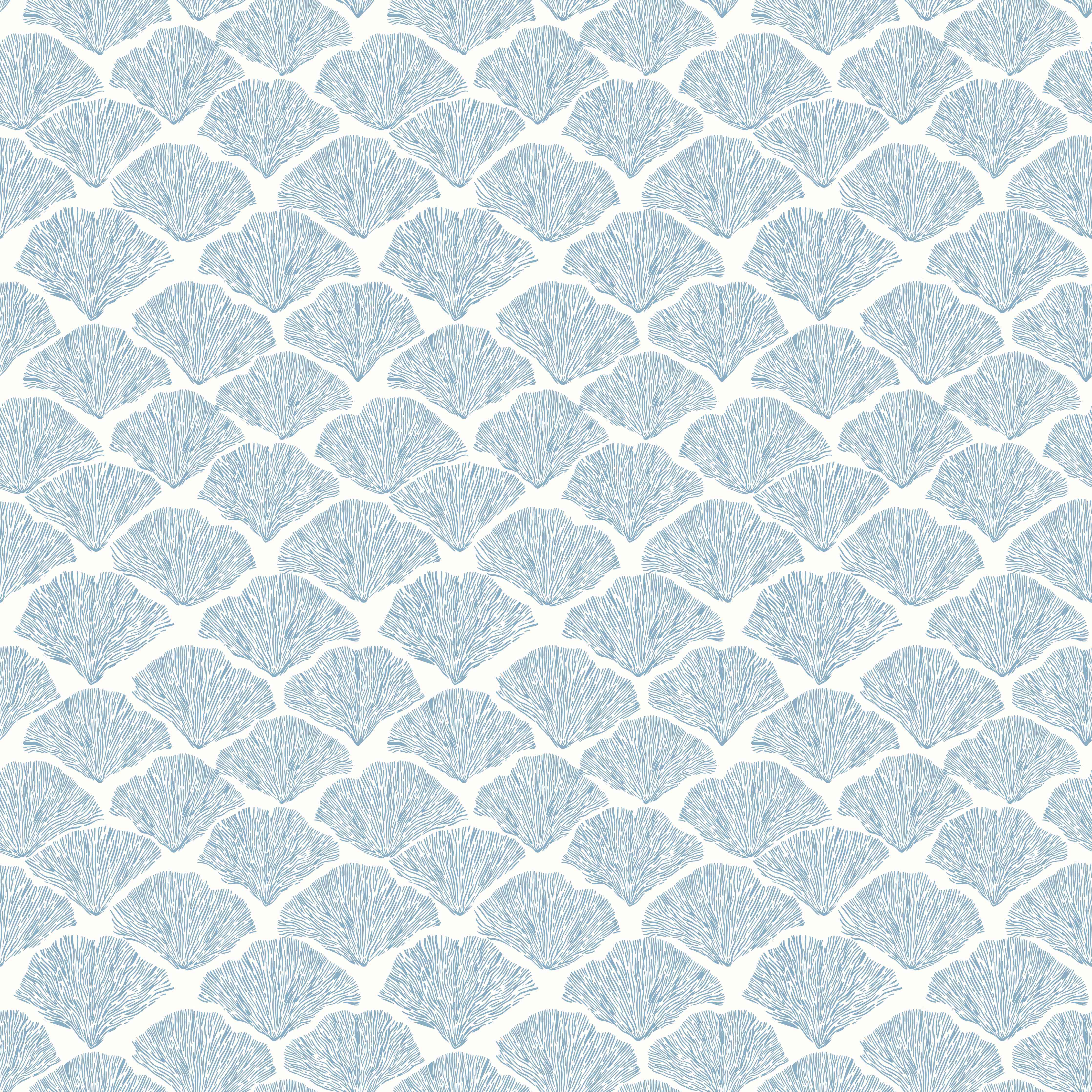 Wandverkleidung Wohnzimmer-Pastellblaues Korallenfächer-Muster