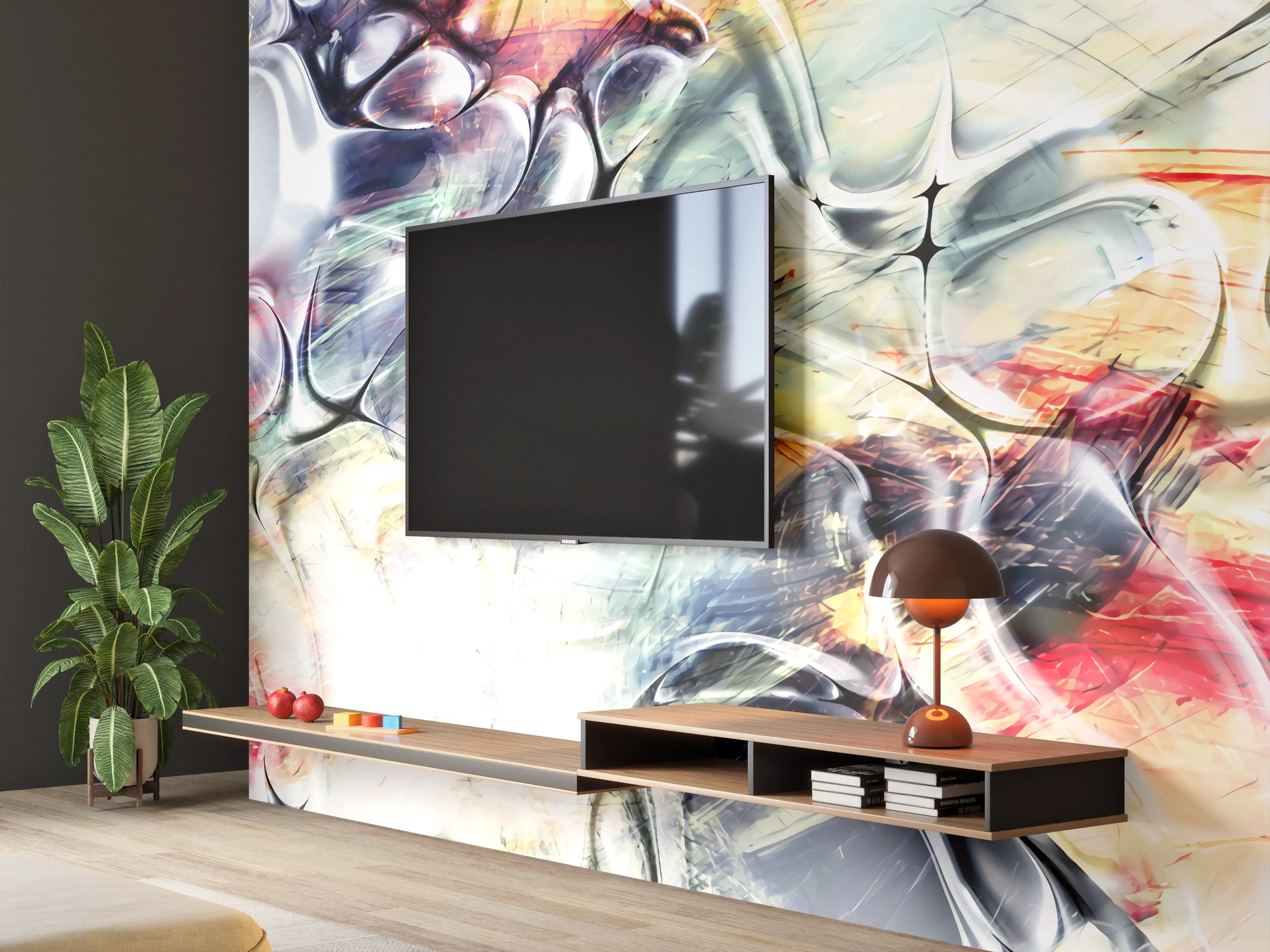 Wandverkleidung Wohnzimmer - Pastellfarben Kunst