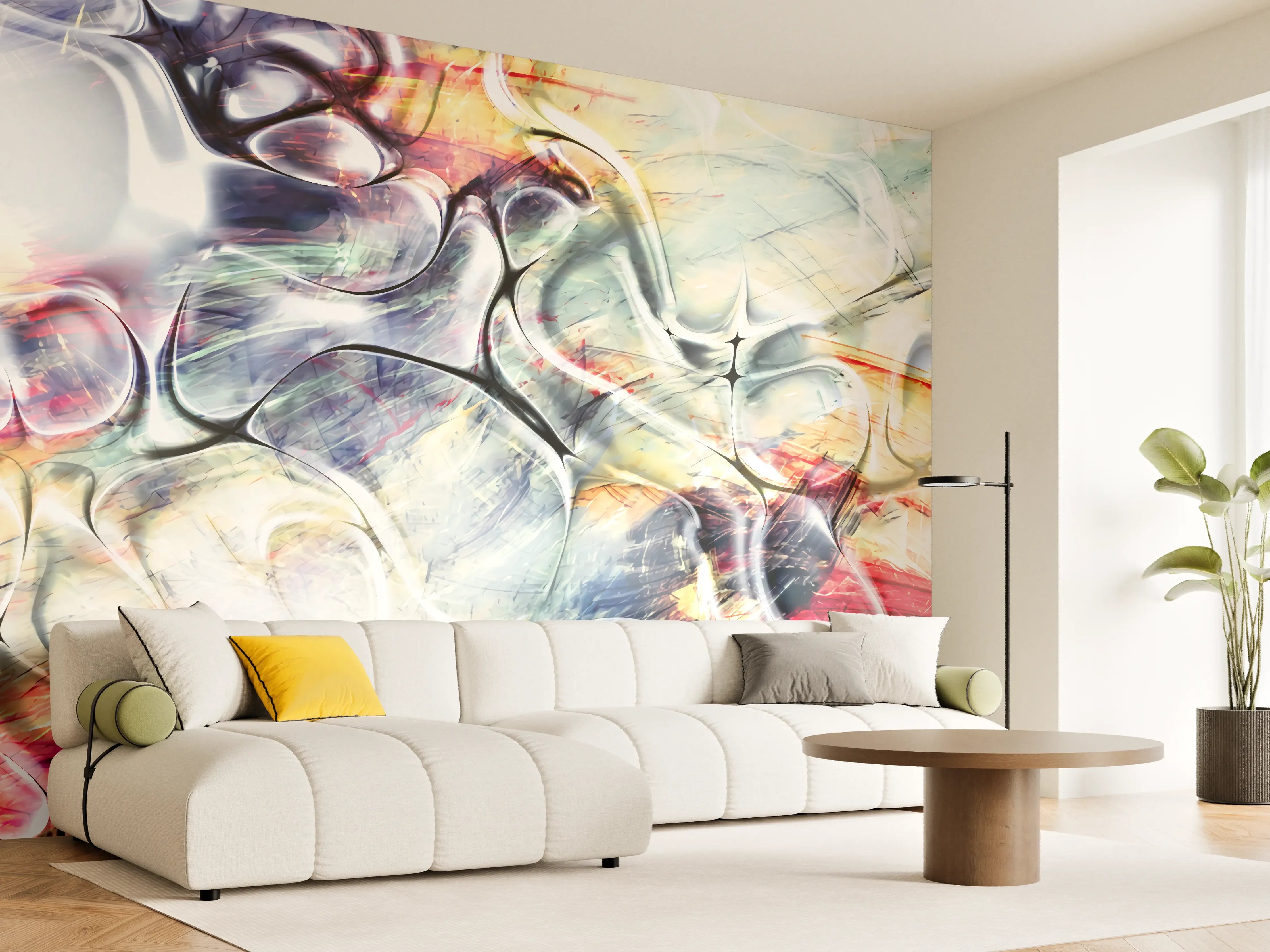 Wandverkleidung Wohnzimmer - Pastellfarben Kunst