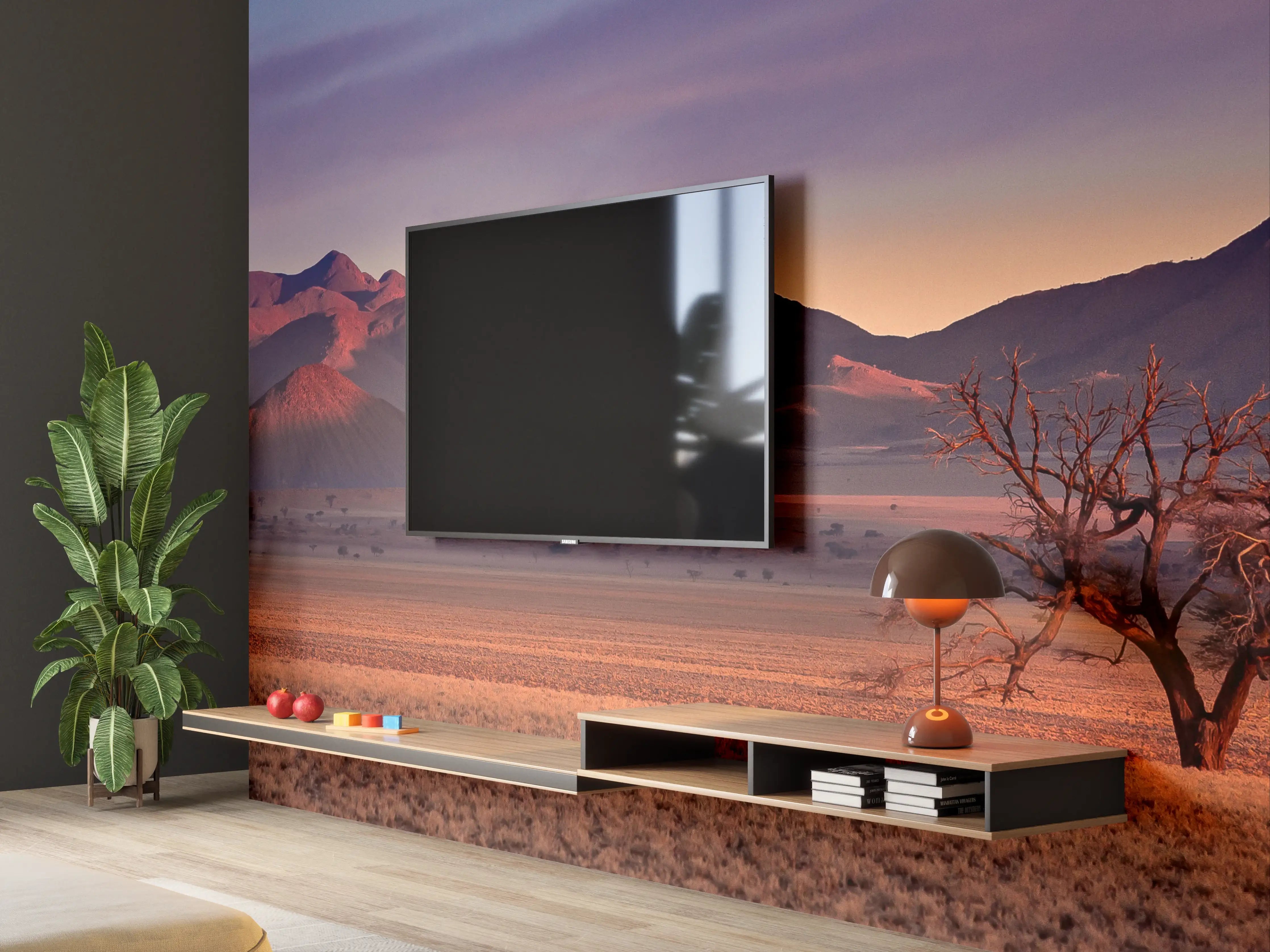Wandverkleidung Wohnzimmer - Peaceful Mountain Desert Sunset