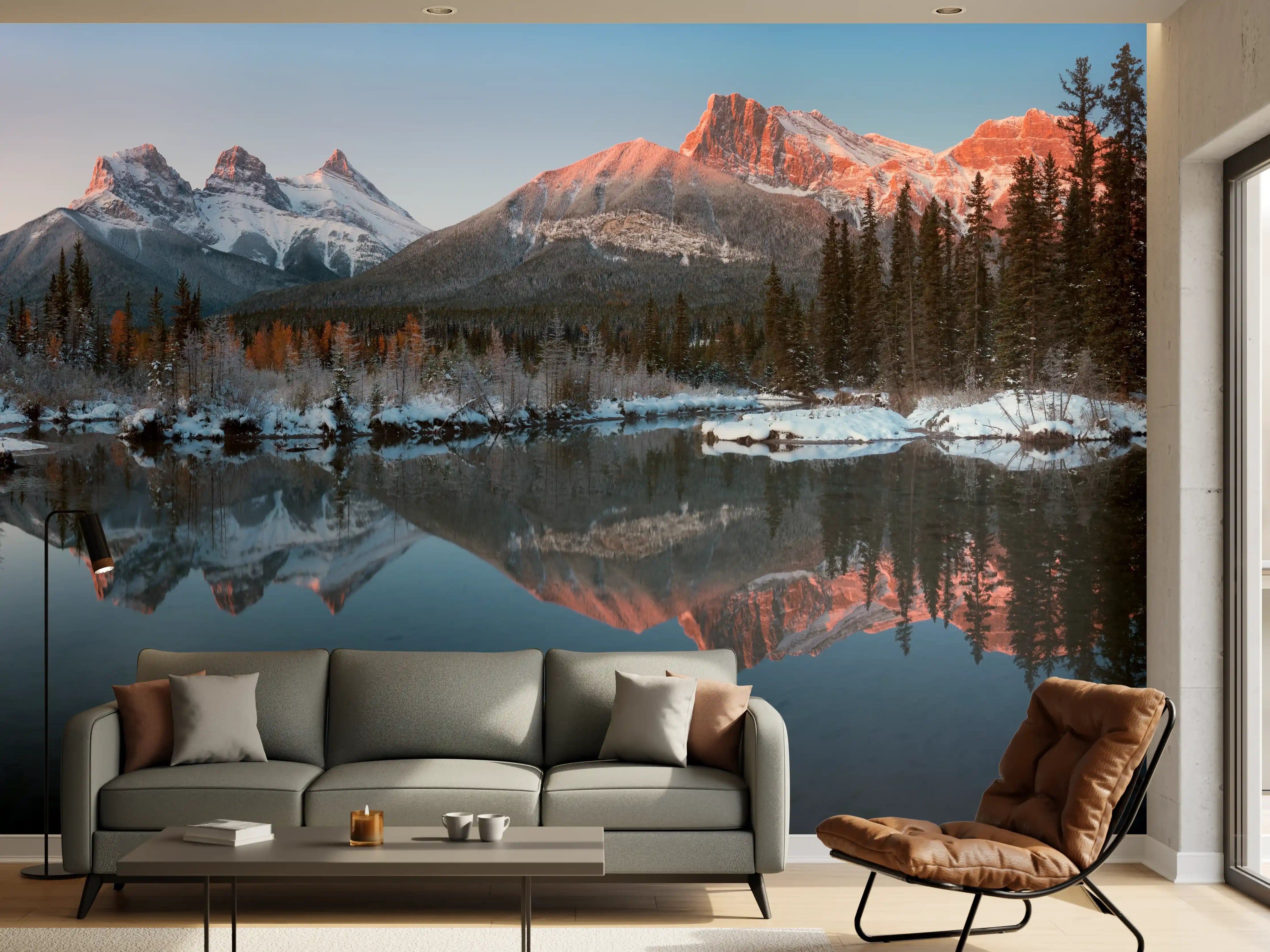 Wandverkleidung Wohnzimmer - Perfektes Spiegelbild der Drei-Schwestern-Gipfel