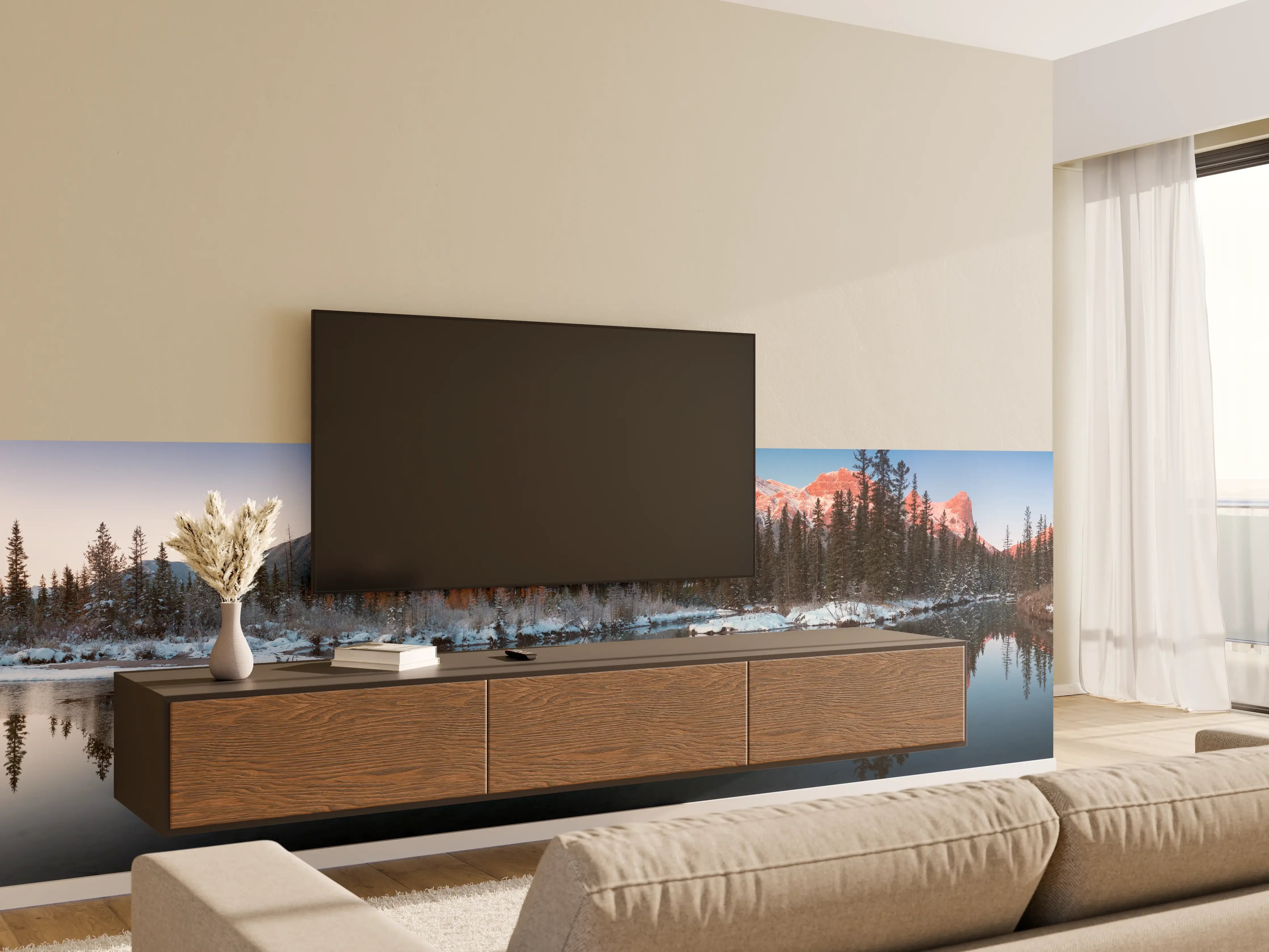 Wandverkleidung Wohnzimmer - Perfektes Spiegelbild der Drei-Schwestern-Gipfel