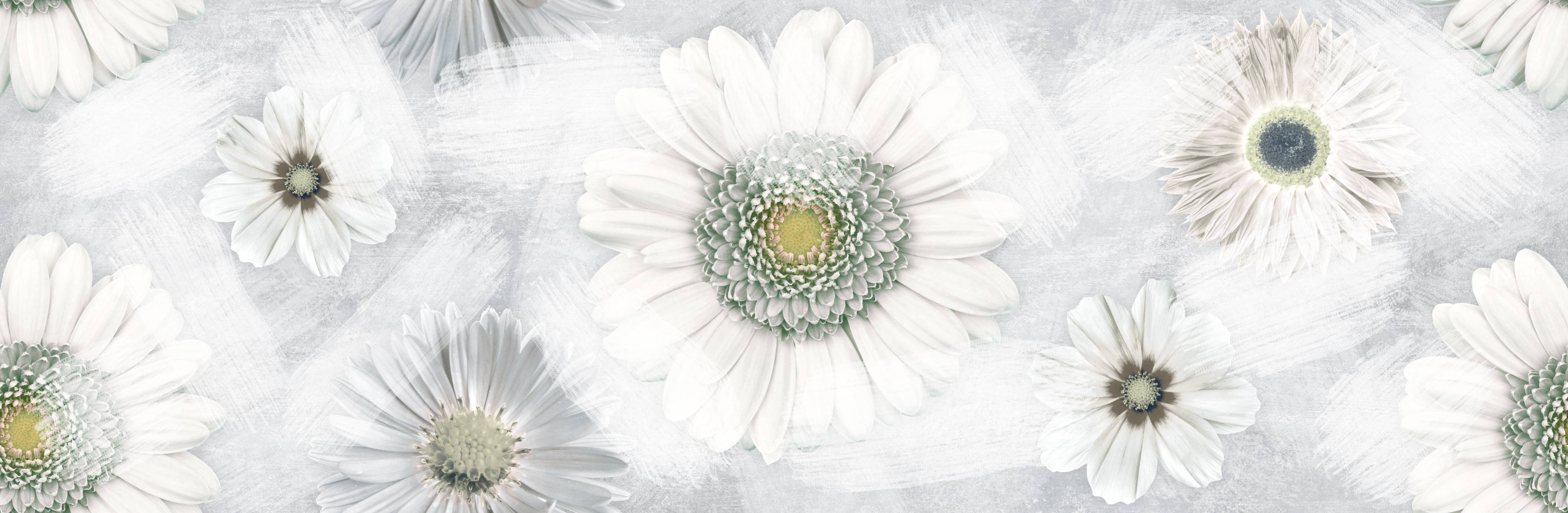 Wandverkleidung Wohnzimmer-Pinsel Effekt - Blumen Muster