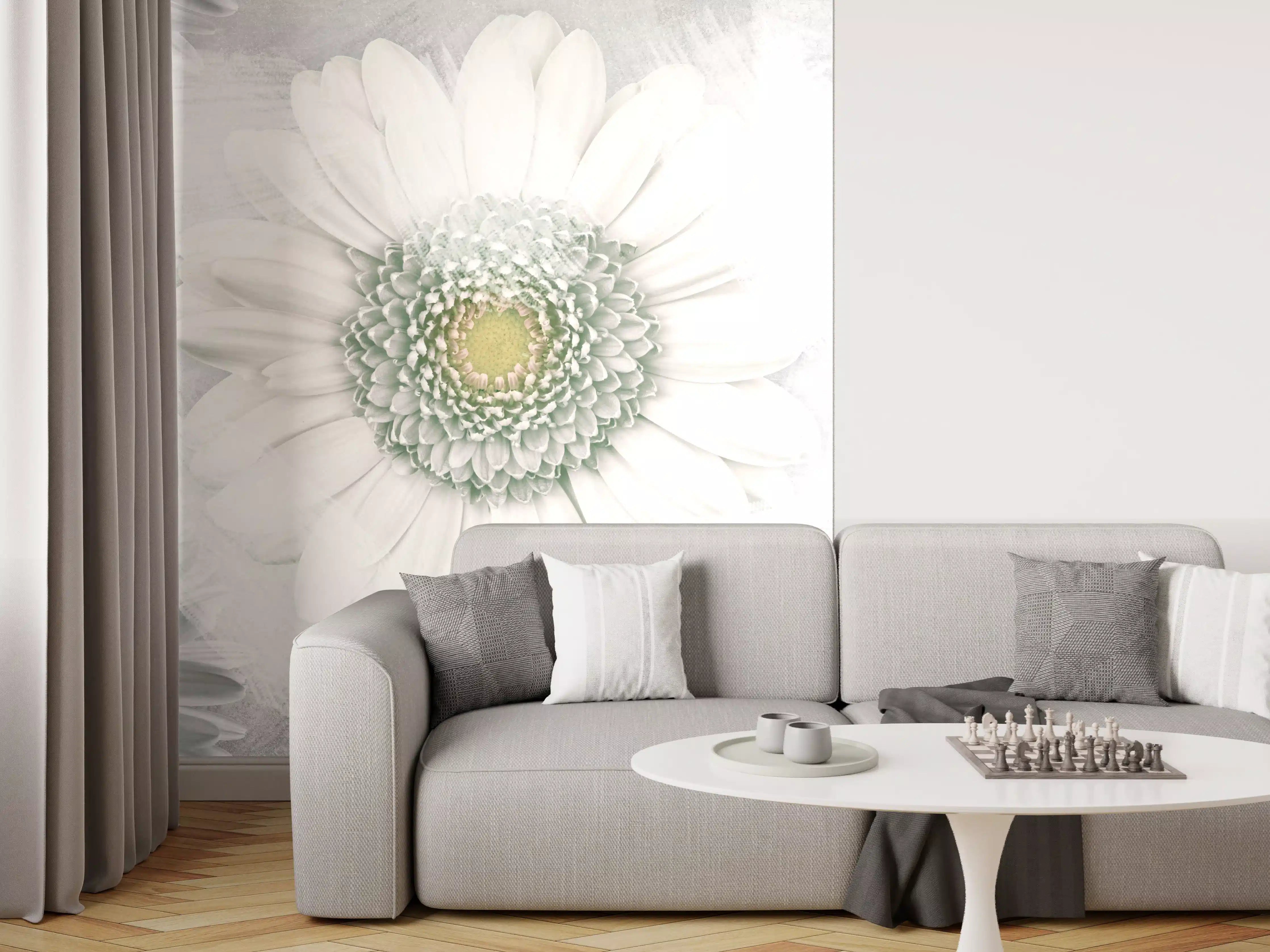 Wandverkleidung Wohnzimmer - Pinsel Effekt - Blumen Muster