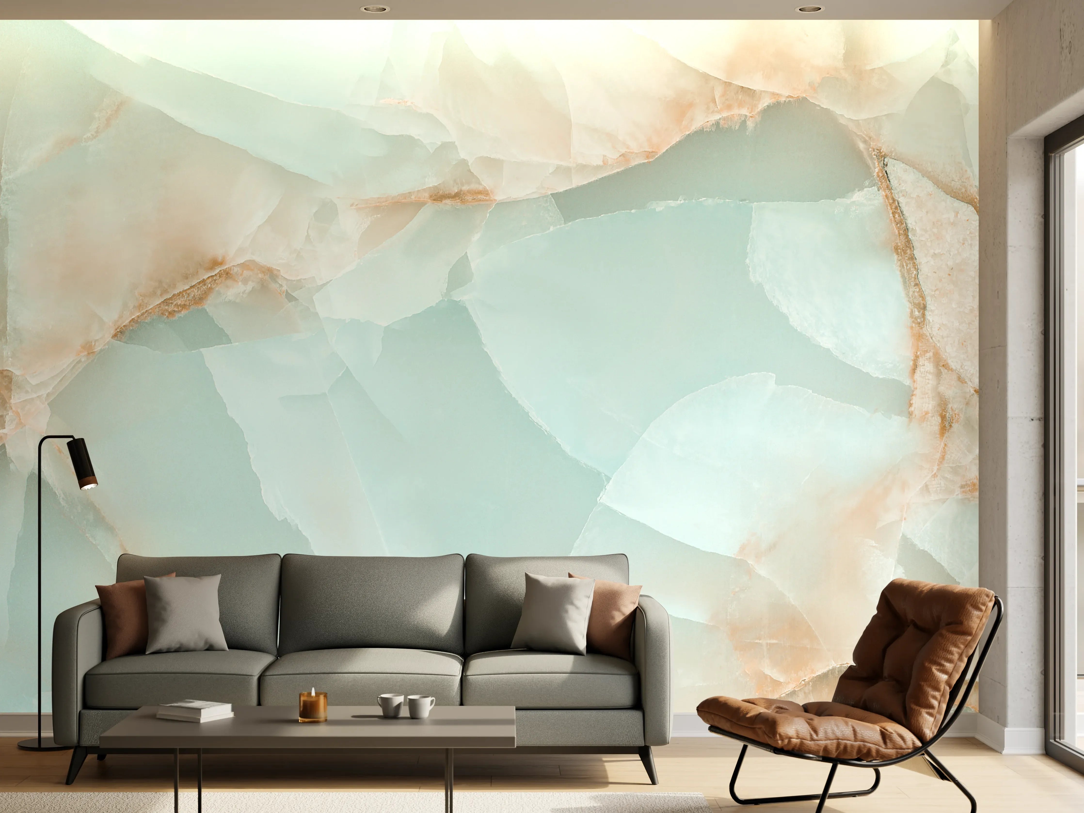 Wandverkleidung Wohnzimmer - Polierter Onyx-Marmor