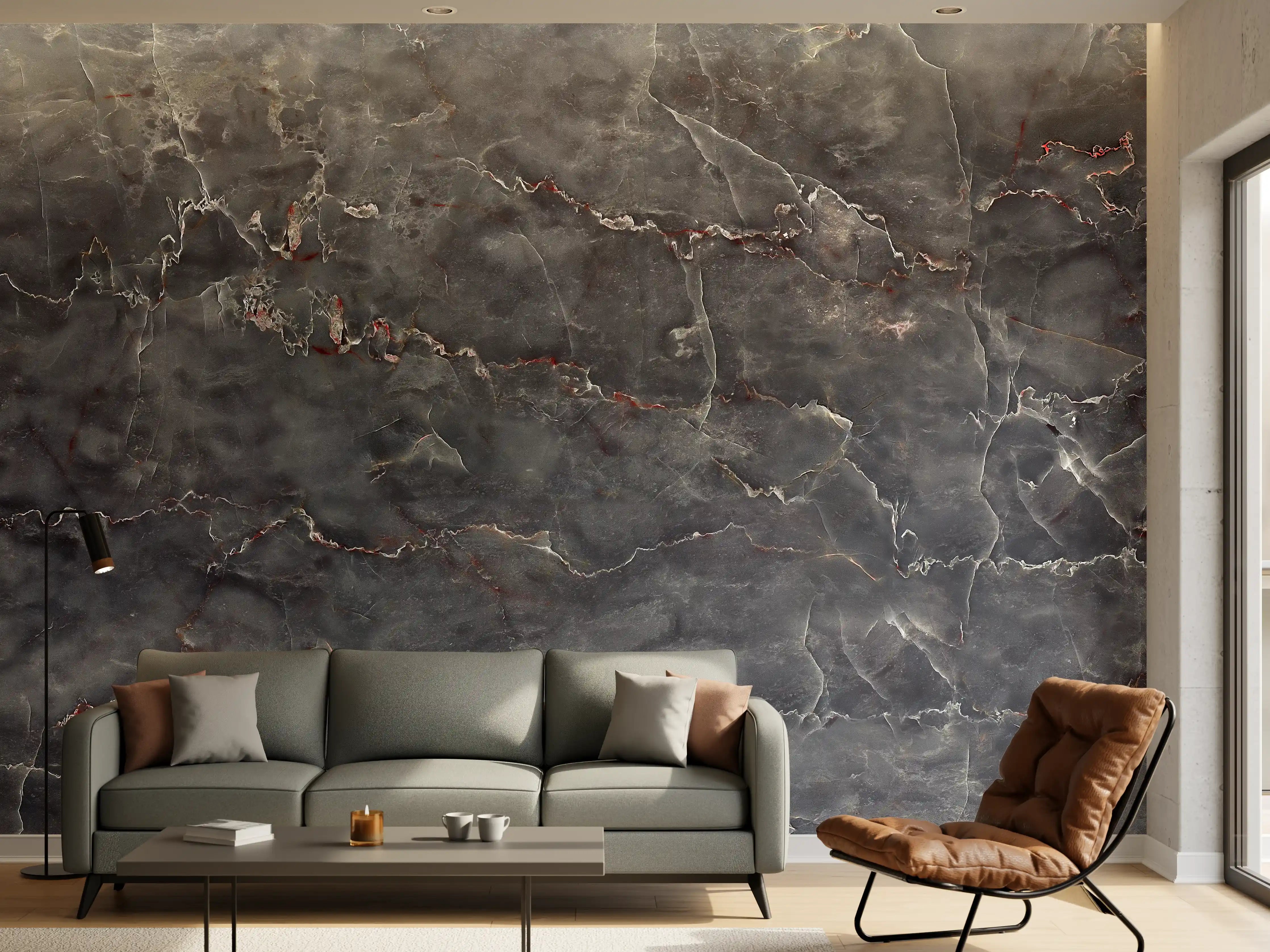 Wandverkleidung Wohnzimmer - Polierter Onyxmarmor mit Adern