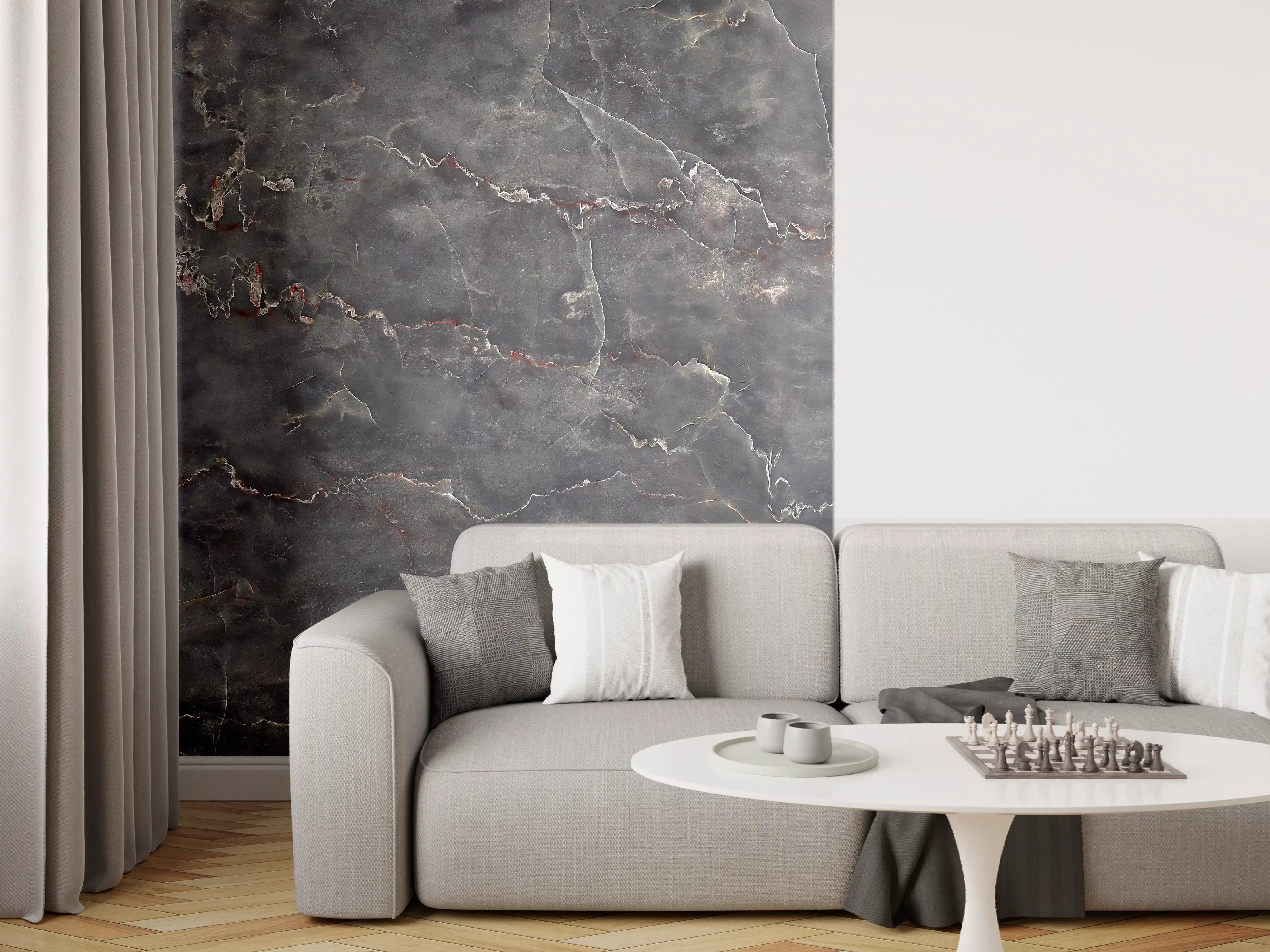 Wandverkleidung Wohnzimmer - Polierter Onyxmarmor mit Adern