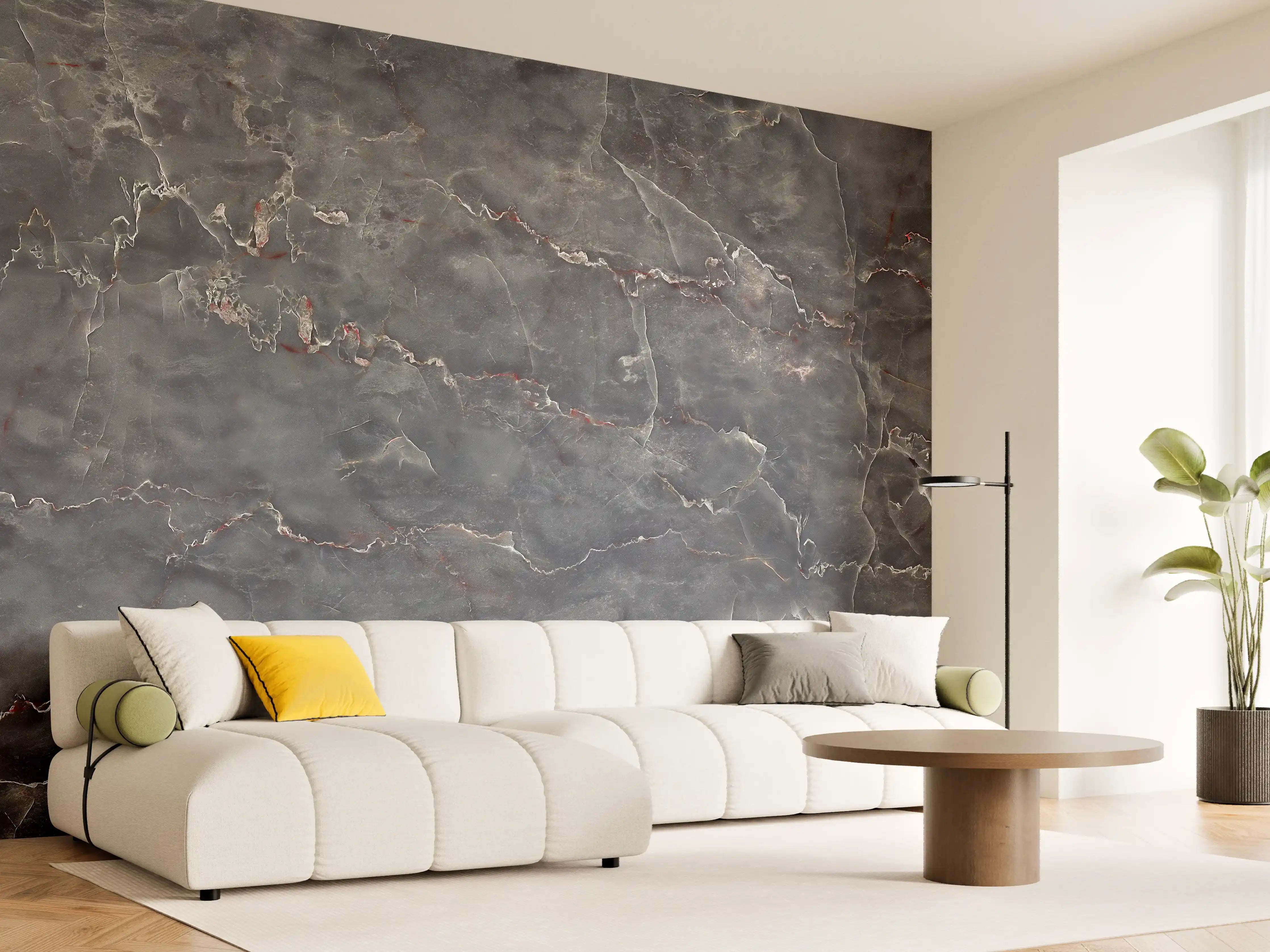 Wandverkleidung Wohnzimmer - Polierter Onyxmarmor mit Adern