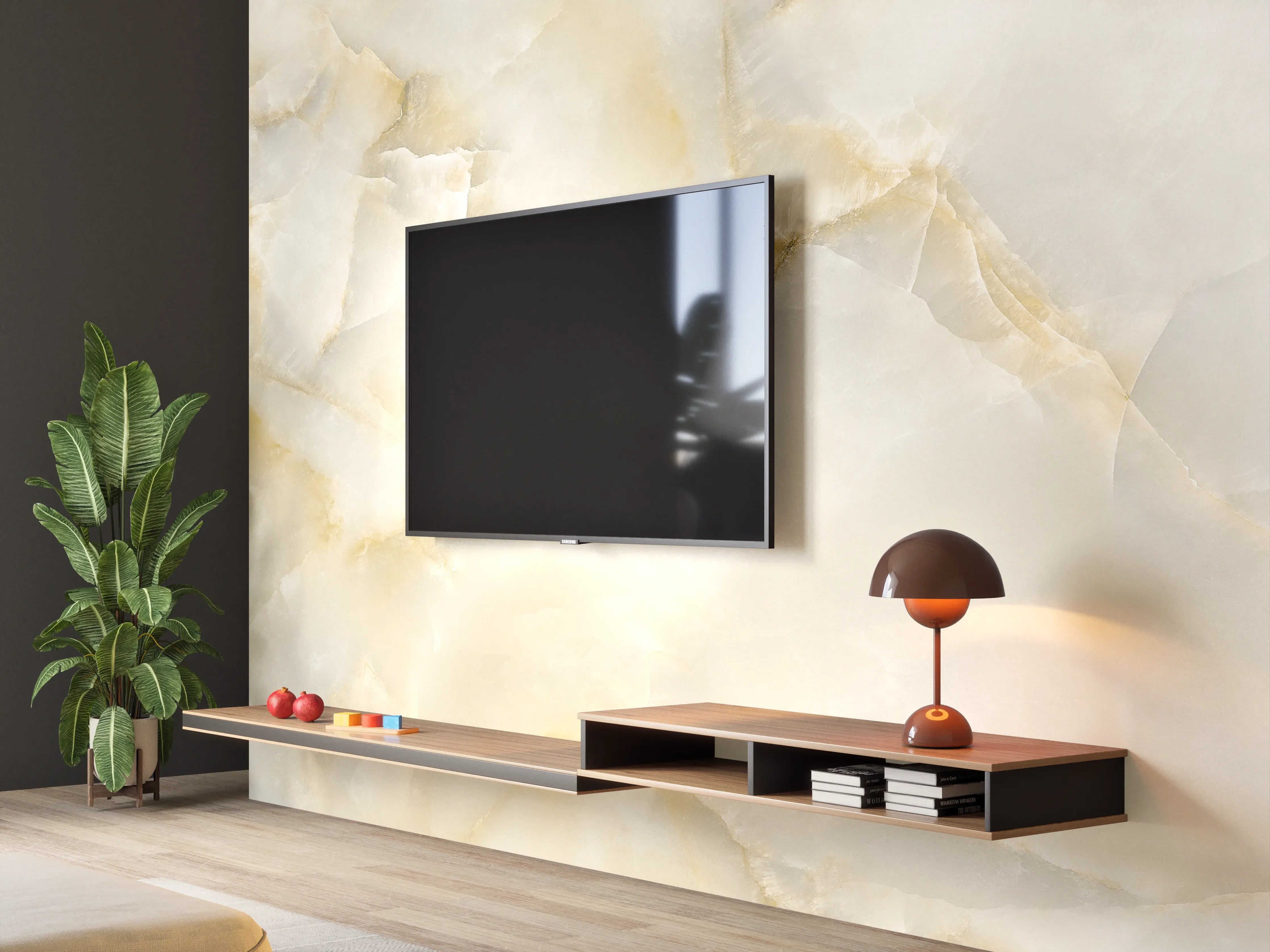 Wandverkleidung Wohnzimmer - Polierter Terazzo Steinboden