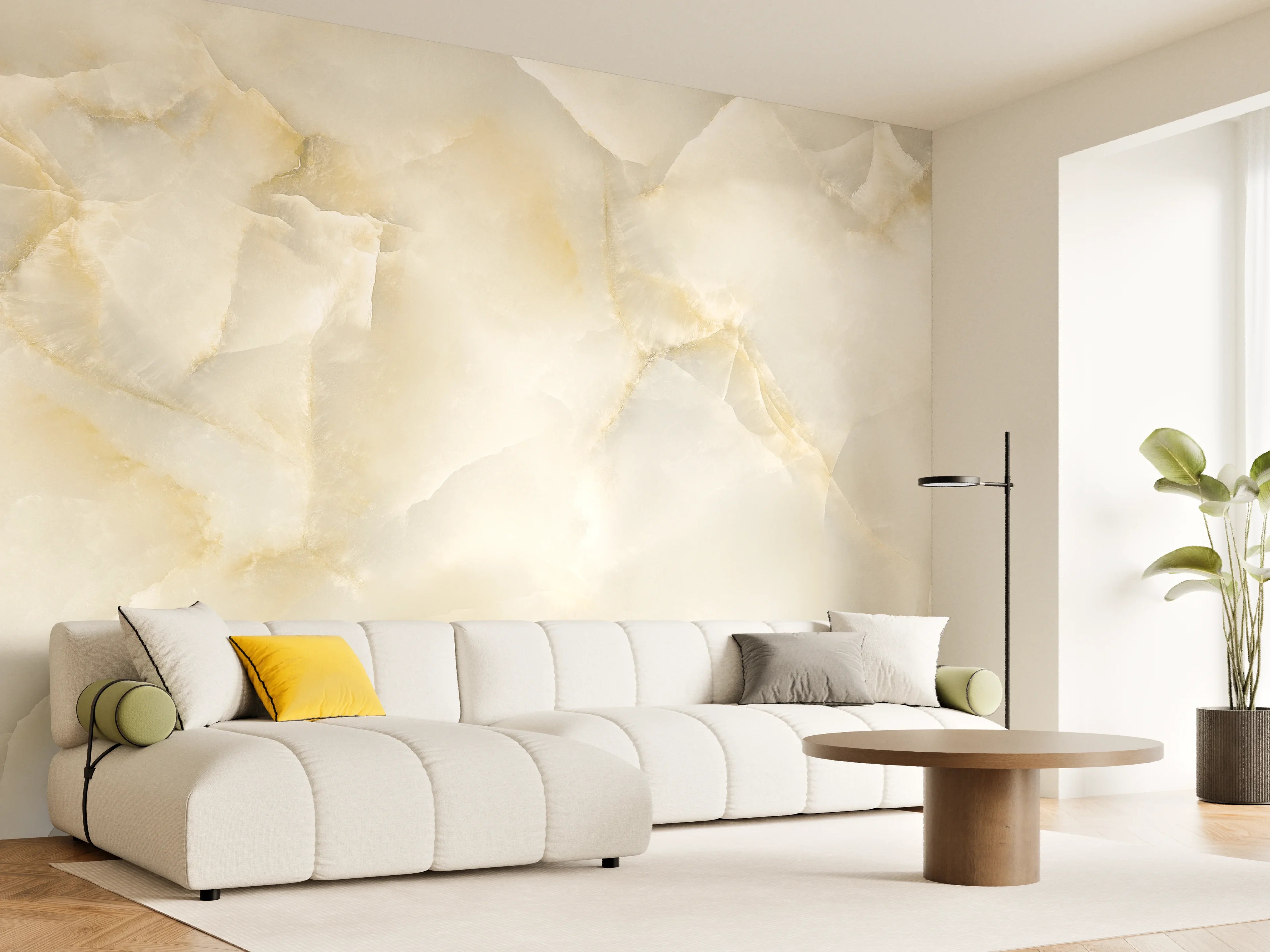 Wandverkleidung Wohnzimmer - Polierter Terazzo Steinboden