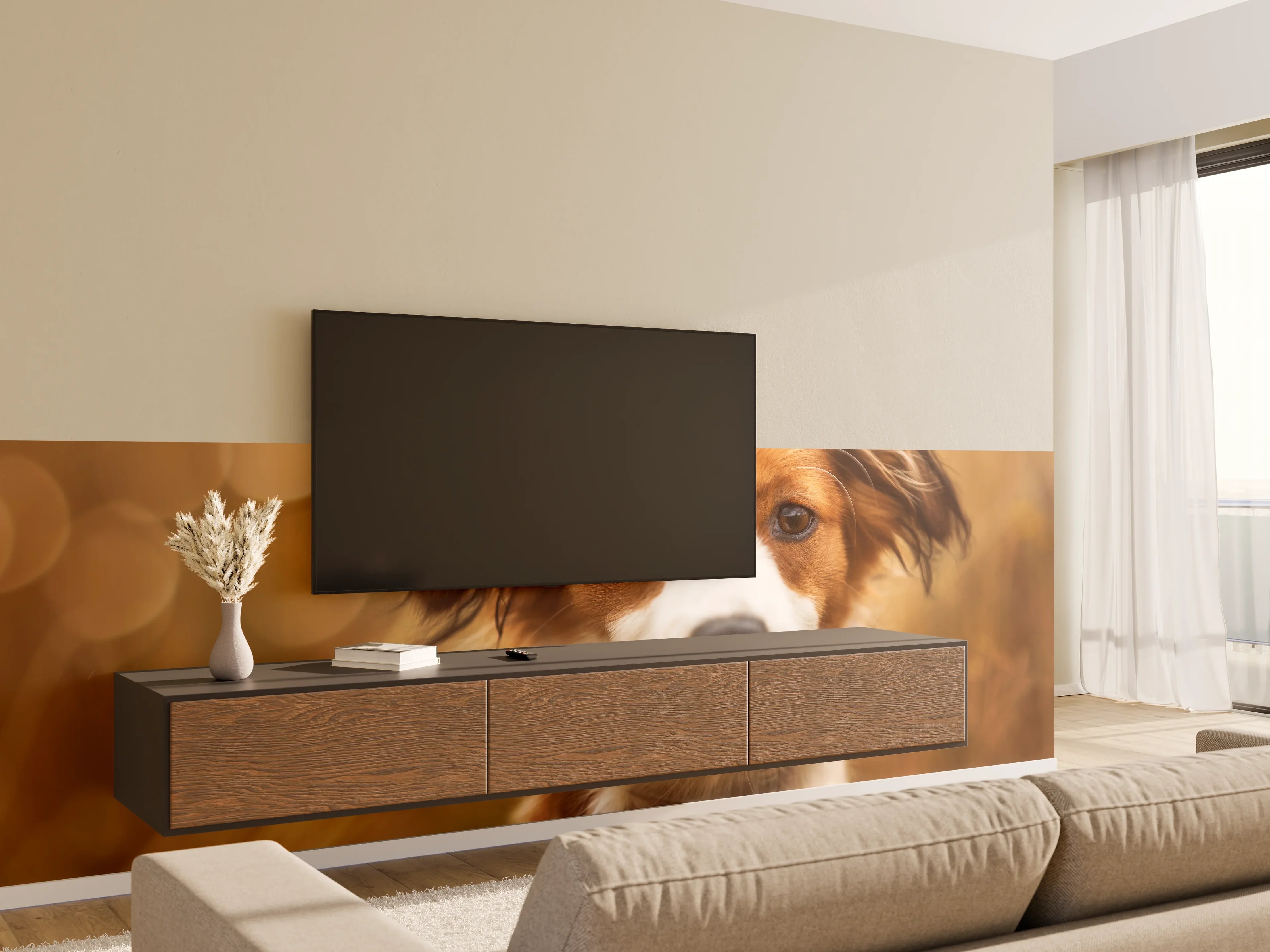 Wandverkleidung Wohnzimmer - Portrait eines süßen Kooiker Hundes