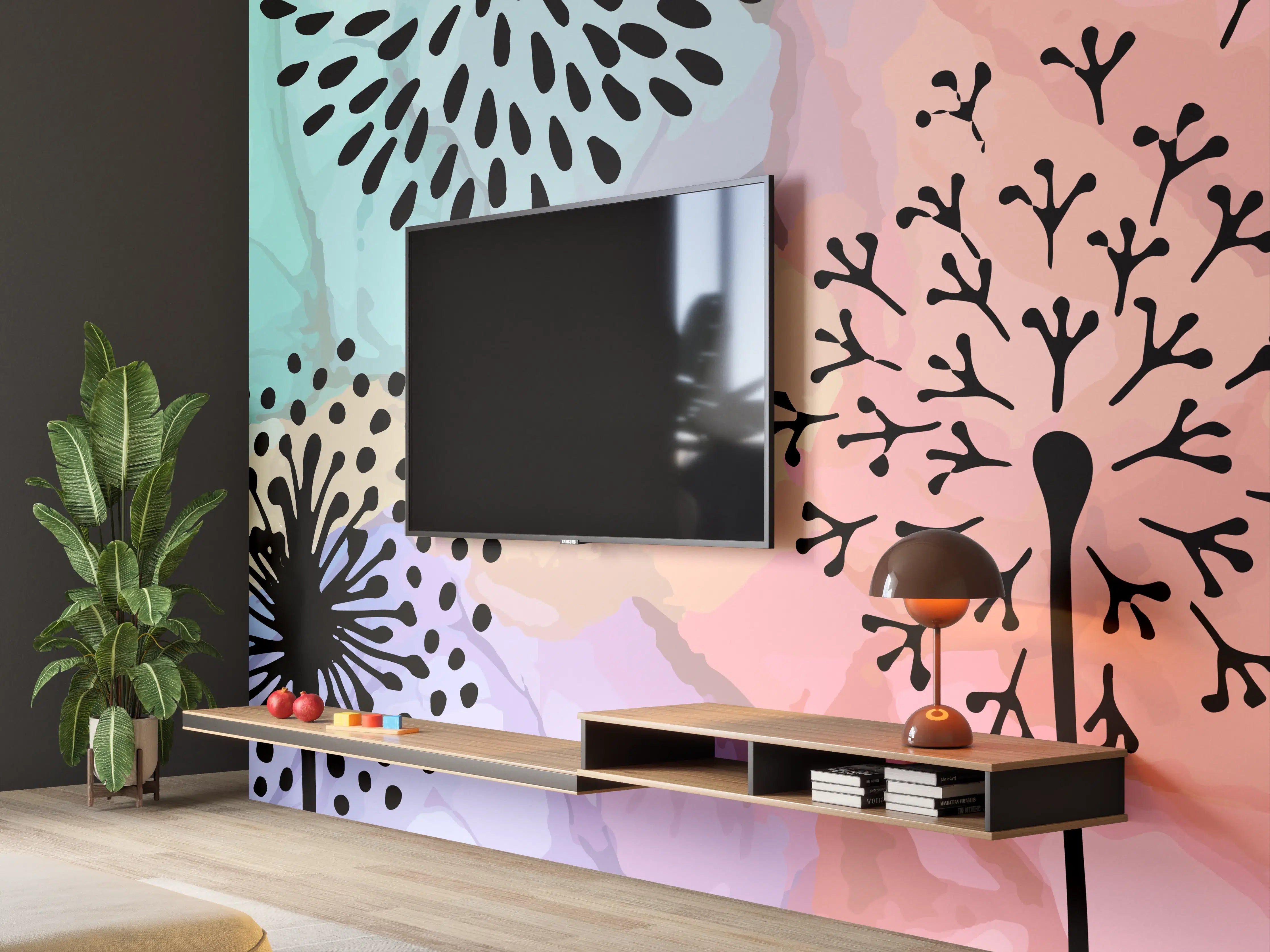 Wandverkleidung Wohnzimmer - Pusteblume Aquarell