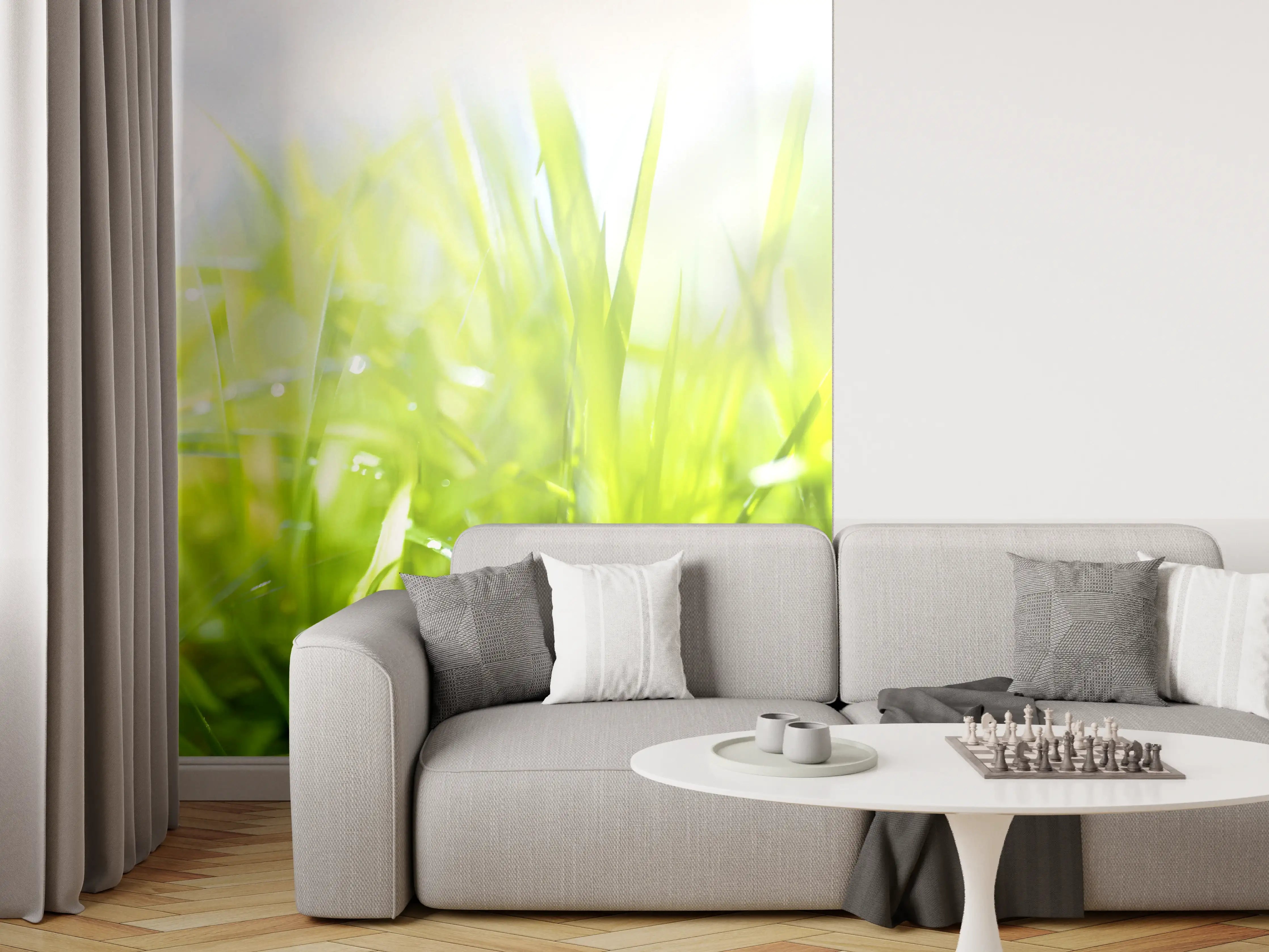 Wandverkleidung Wohnzimmer - Pusteblumen auf grüner Wiese