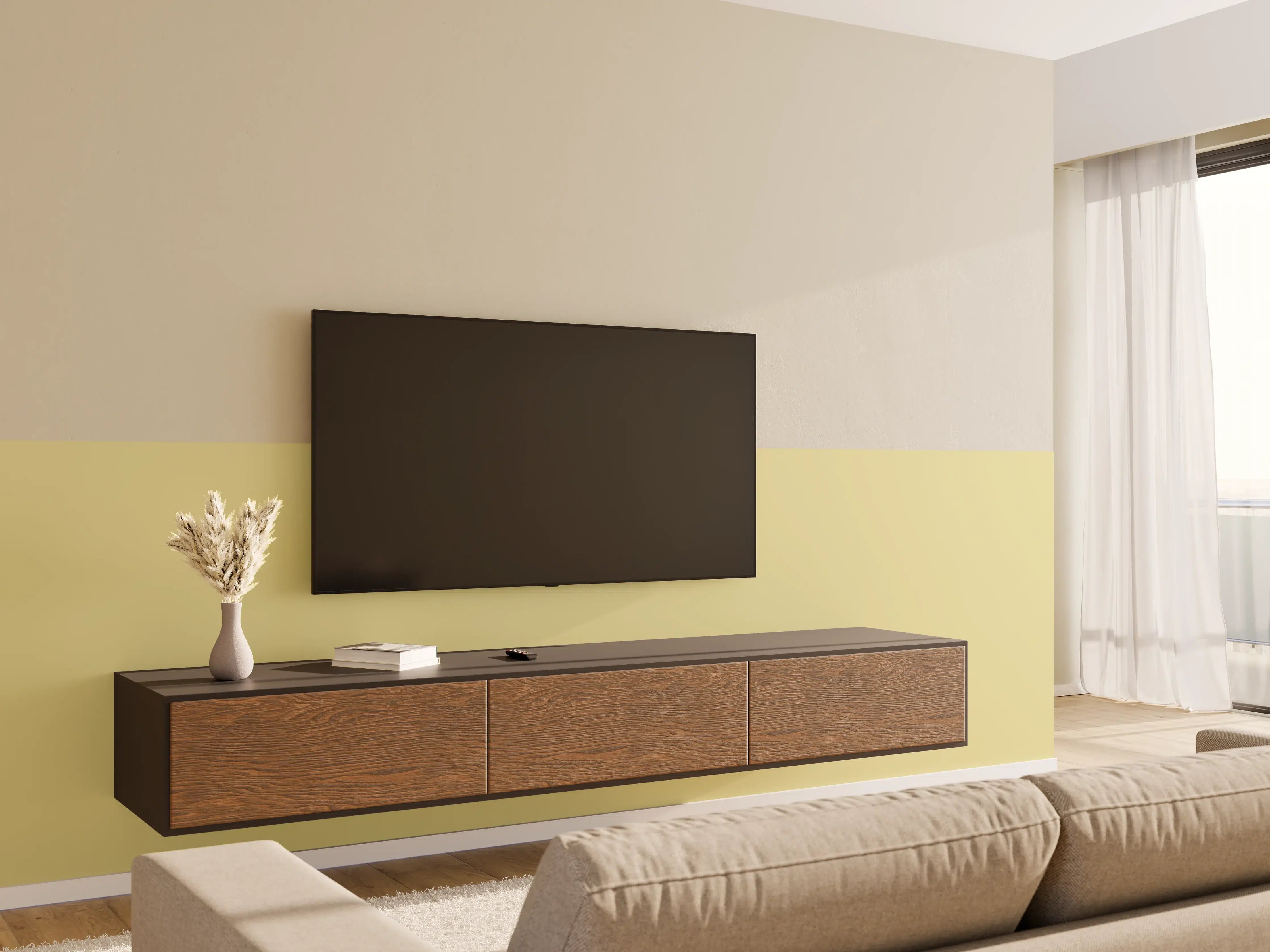 Wandverkleidung Wohnzimmer - RAL 1000 (Grünbeige)