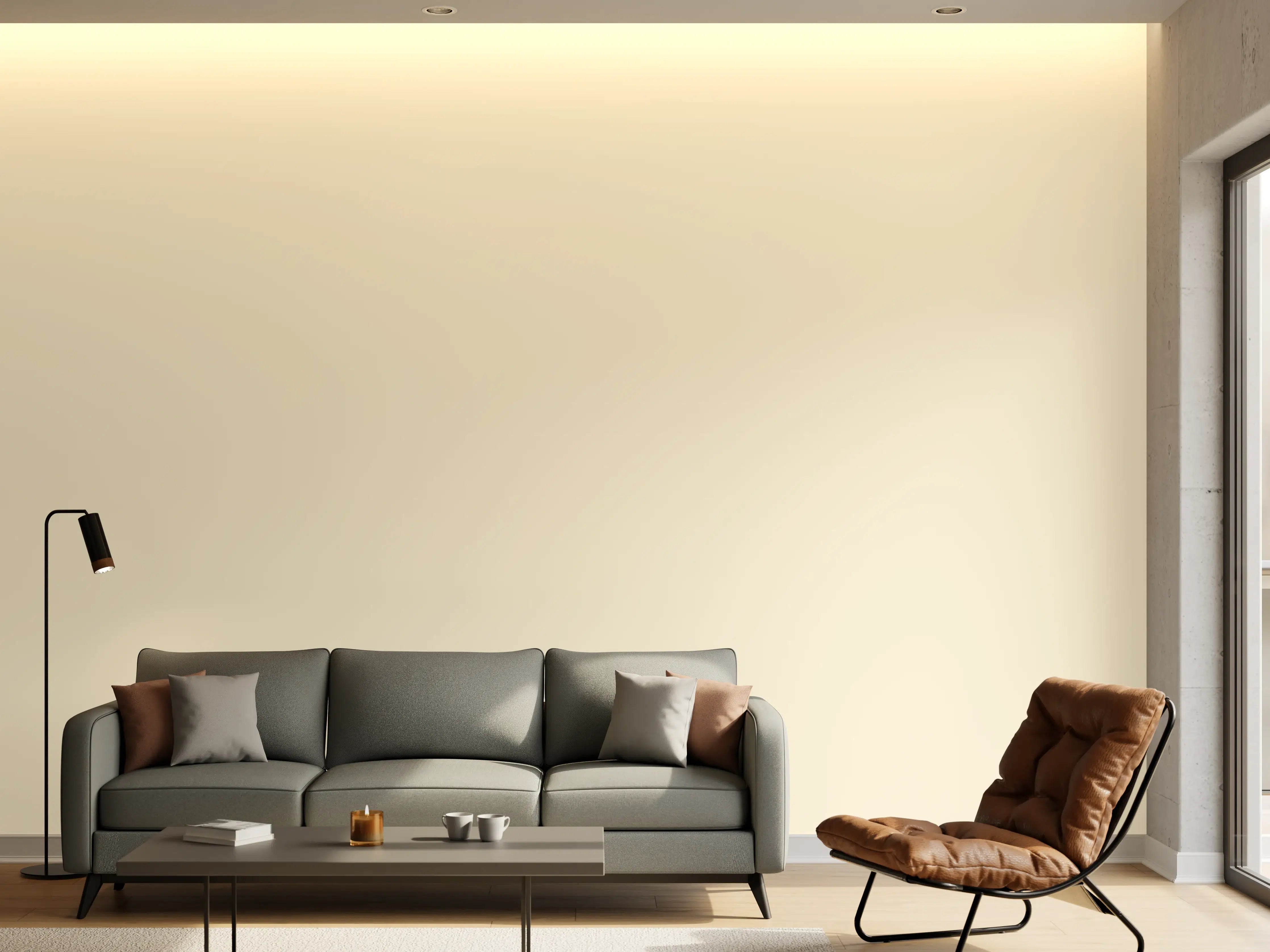 Wandverkleidung Wohnzimmer - RAL 1013 (Austernweiß)