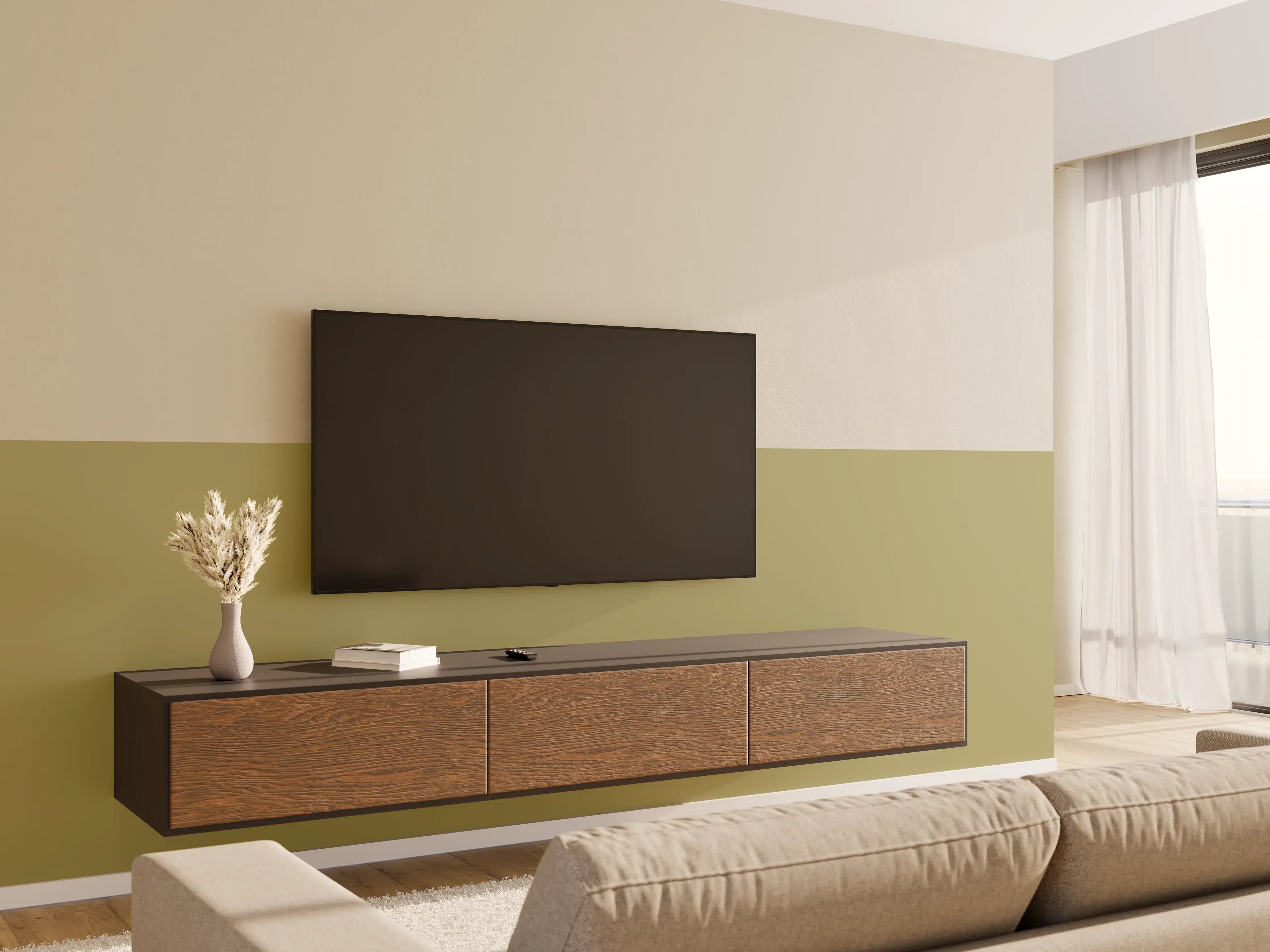 Wandverkleidung Wohnzimmer - RAL 1020 (olivgelb)