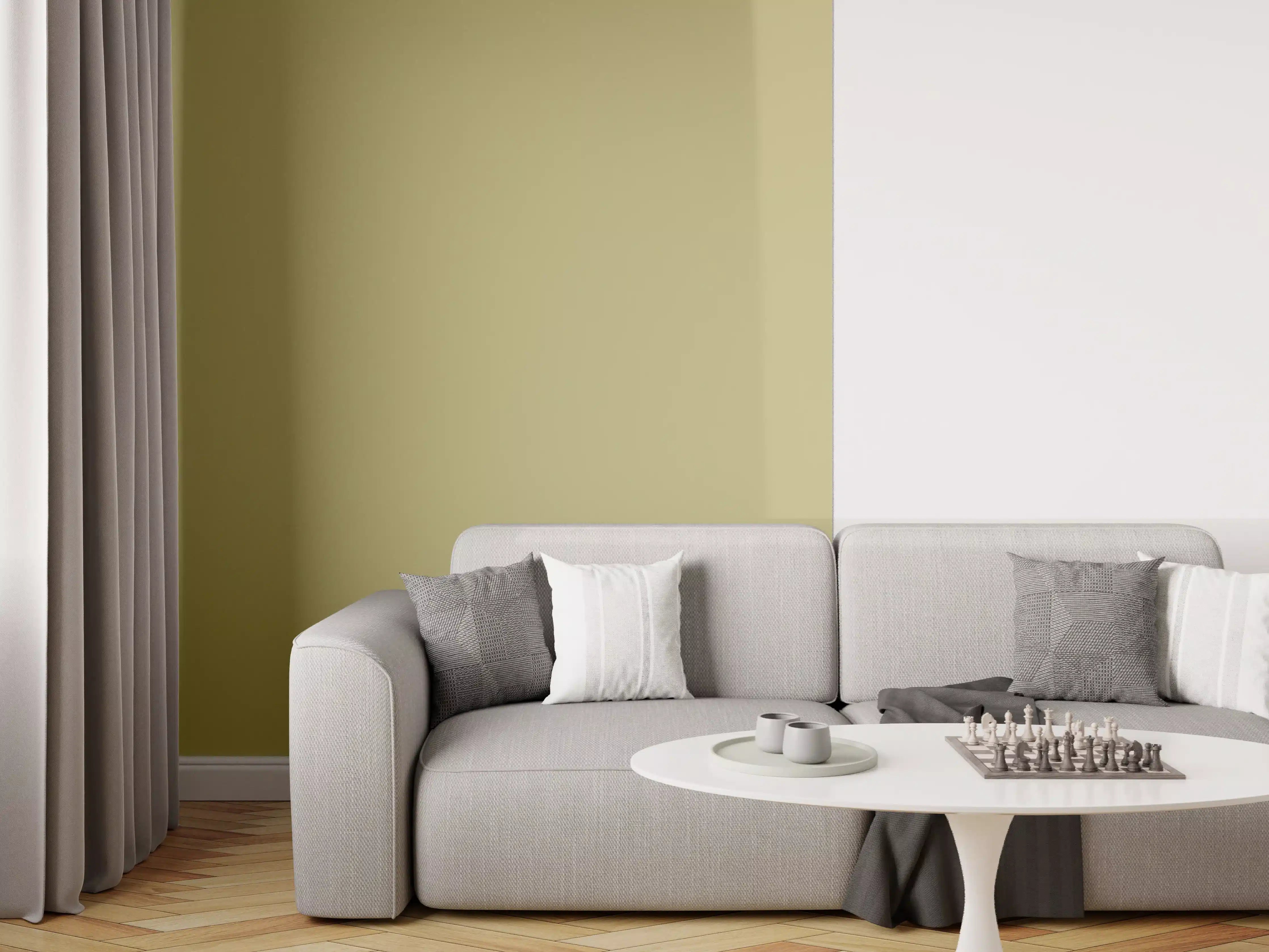 Wandverkleidung Wohnzimmer - RAL 1020 (olivgelb)