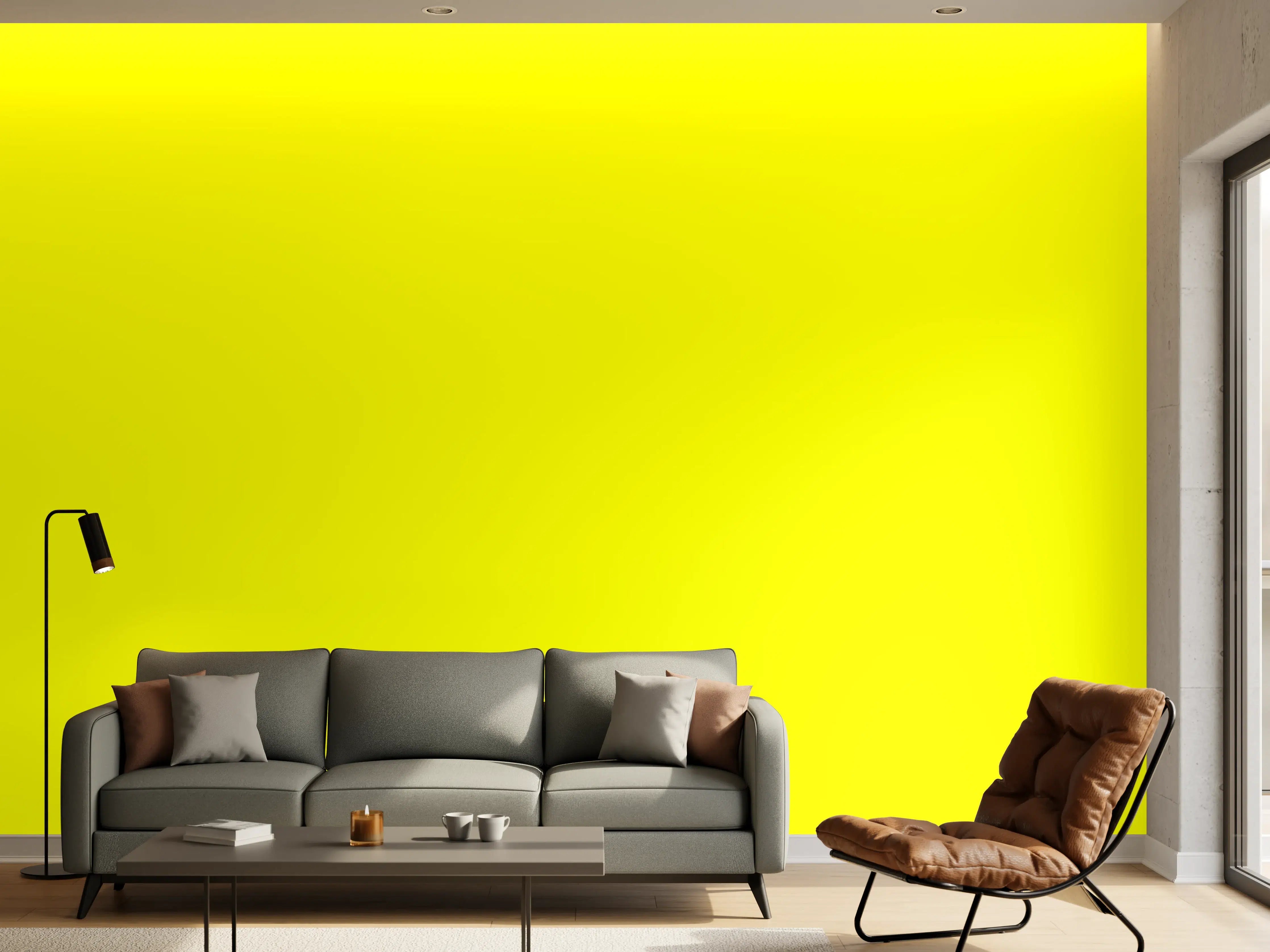 Wandverkleidung Wohnzimmer - RAL 1026 (leuchtendes Gelb)