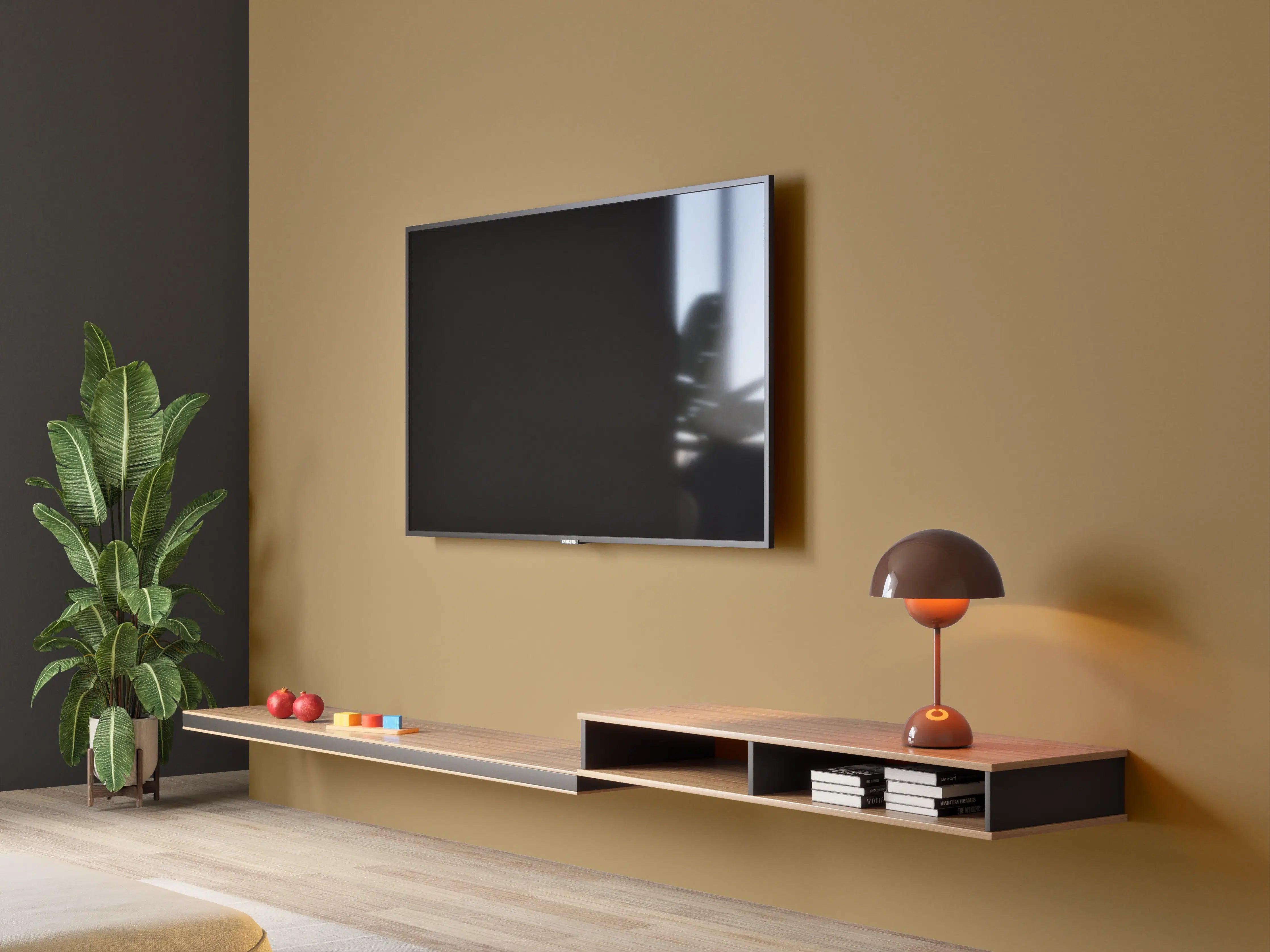 Wandverkleidung Wohnzimmer - RAL 1036 (Perlgold)