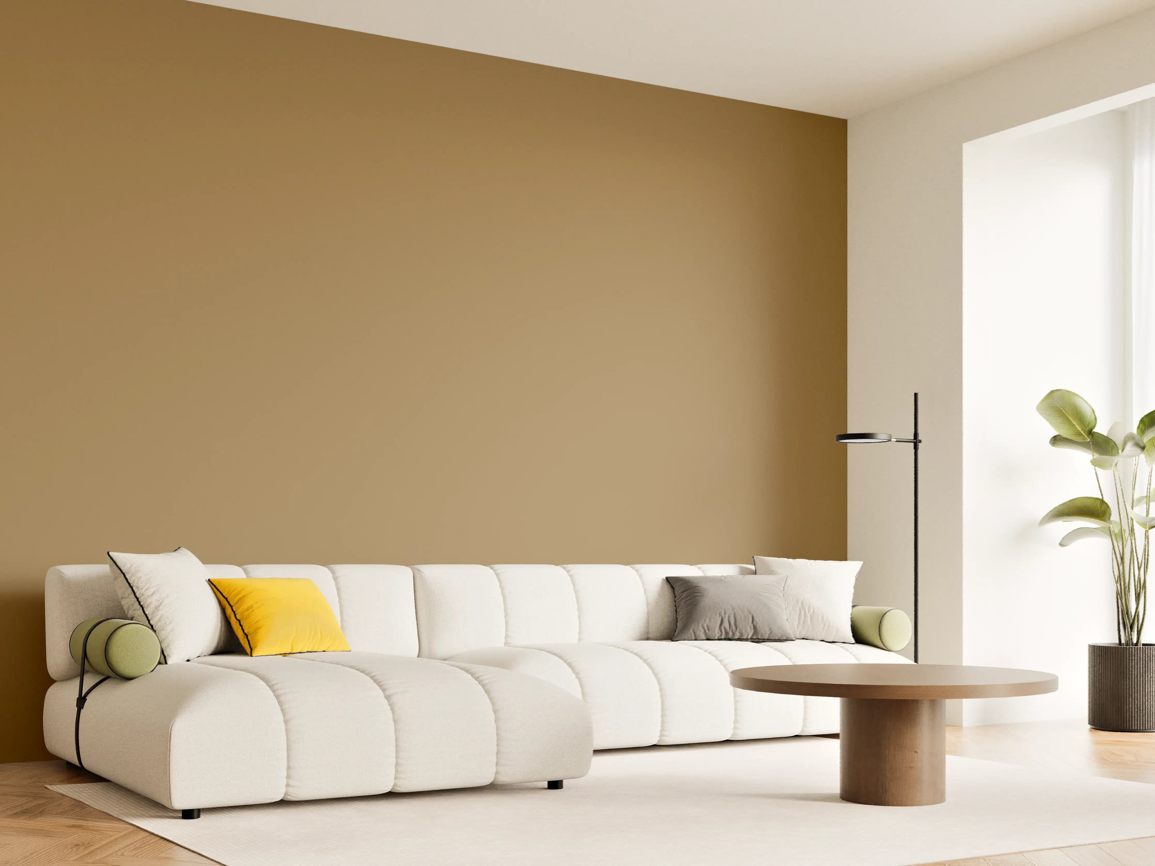 Wandverkleidung Wohnzimmer - RAL 1036 (Perlgold)