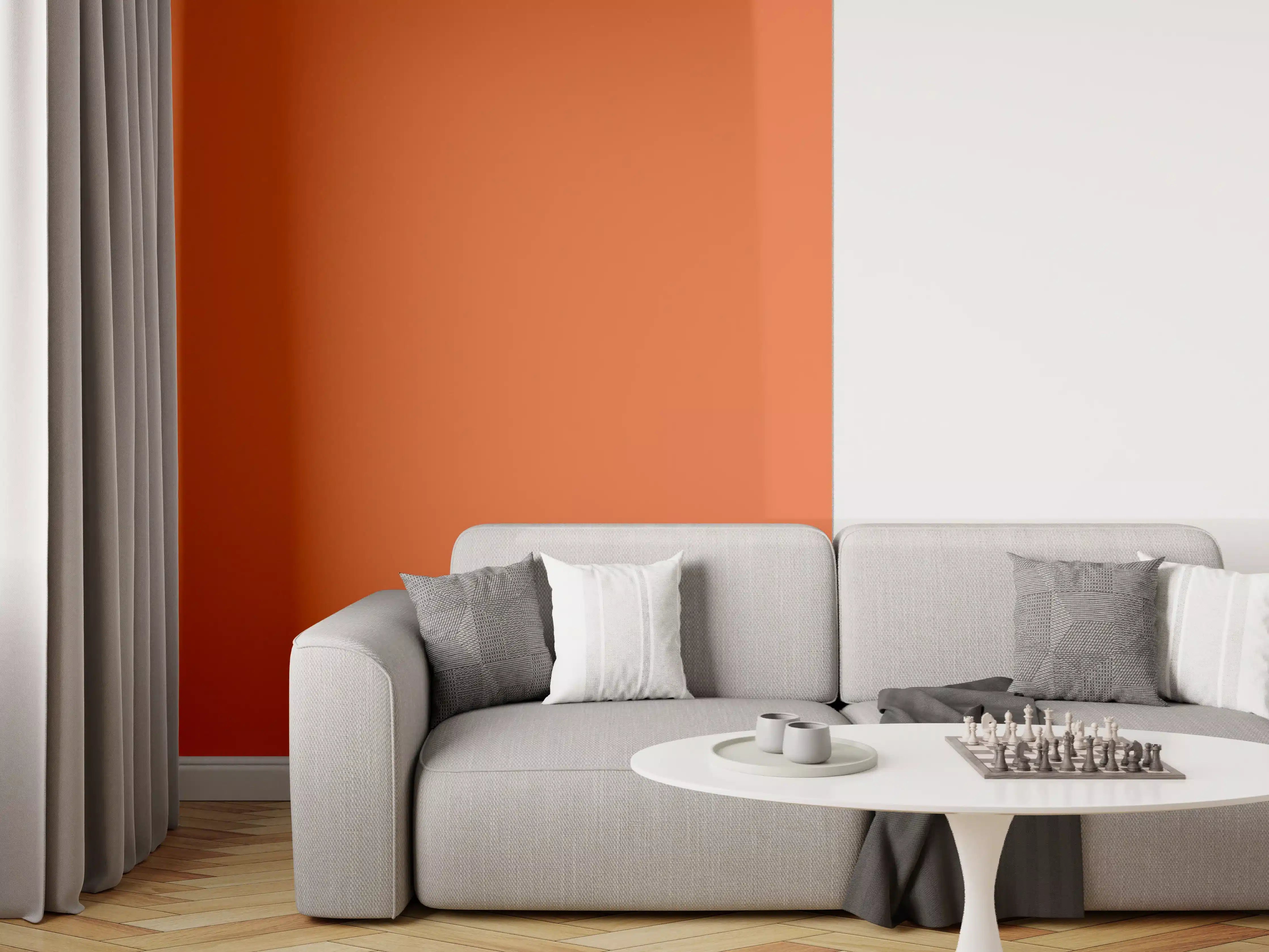 Wandverkleidung Wohnzimmer - RAL 2001 (Rot-Orange)