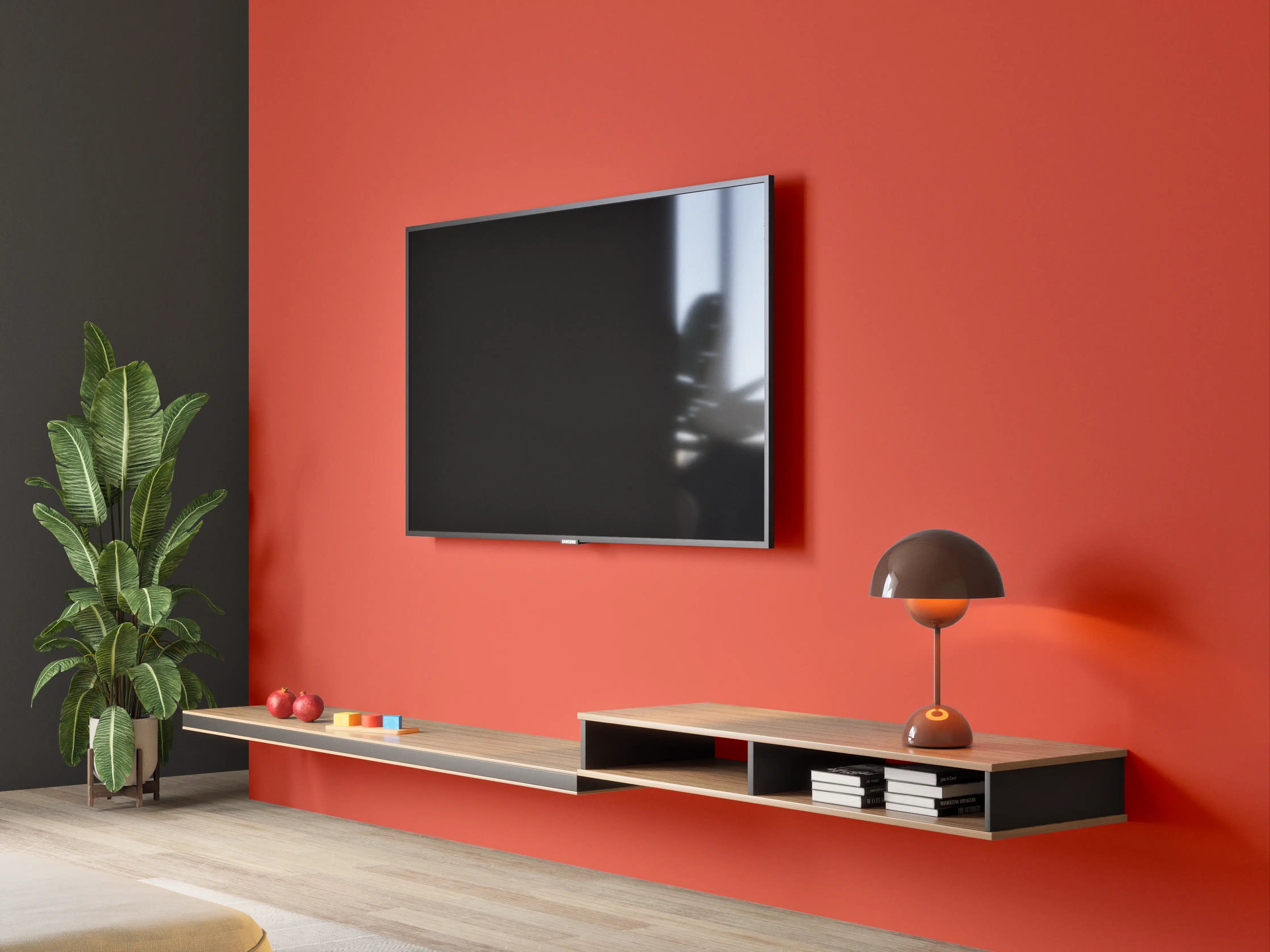 Wandverkleidung Wohnzimmer - RAL 2002 (Zinnoberrot)