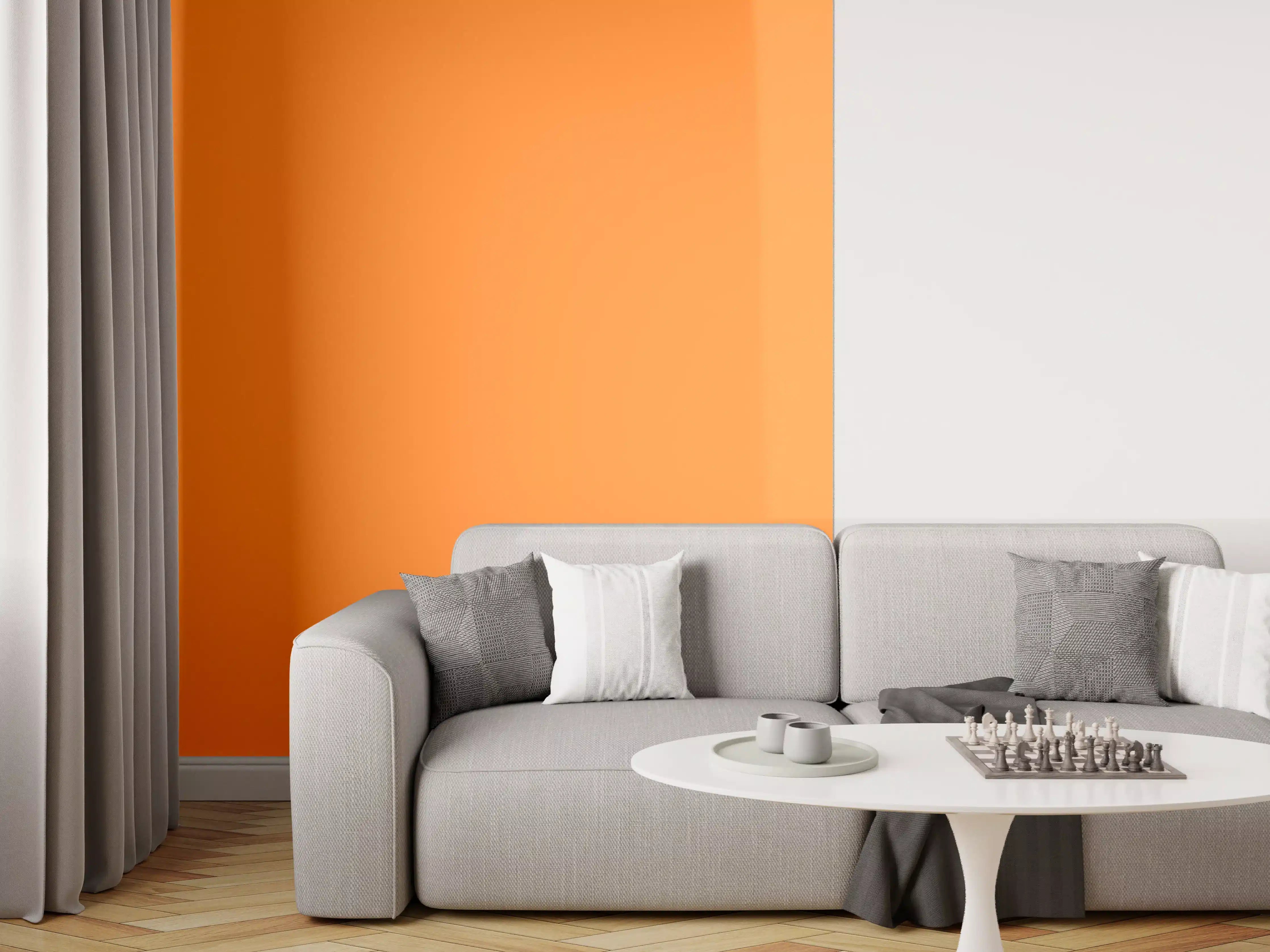 Wandverkleidung Wohnzimmer - RAL 2003 (Pastellorange)