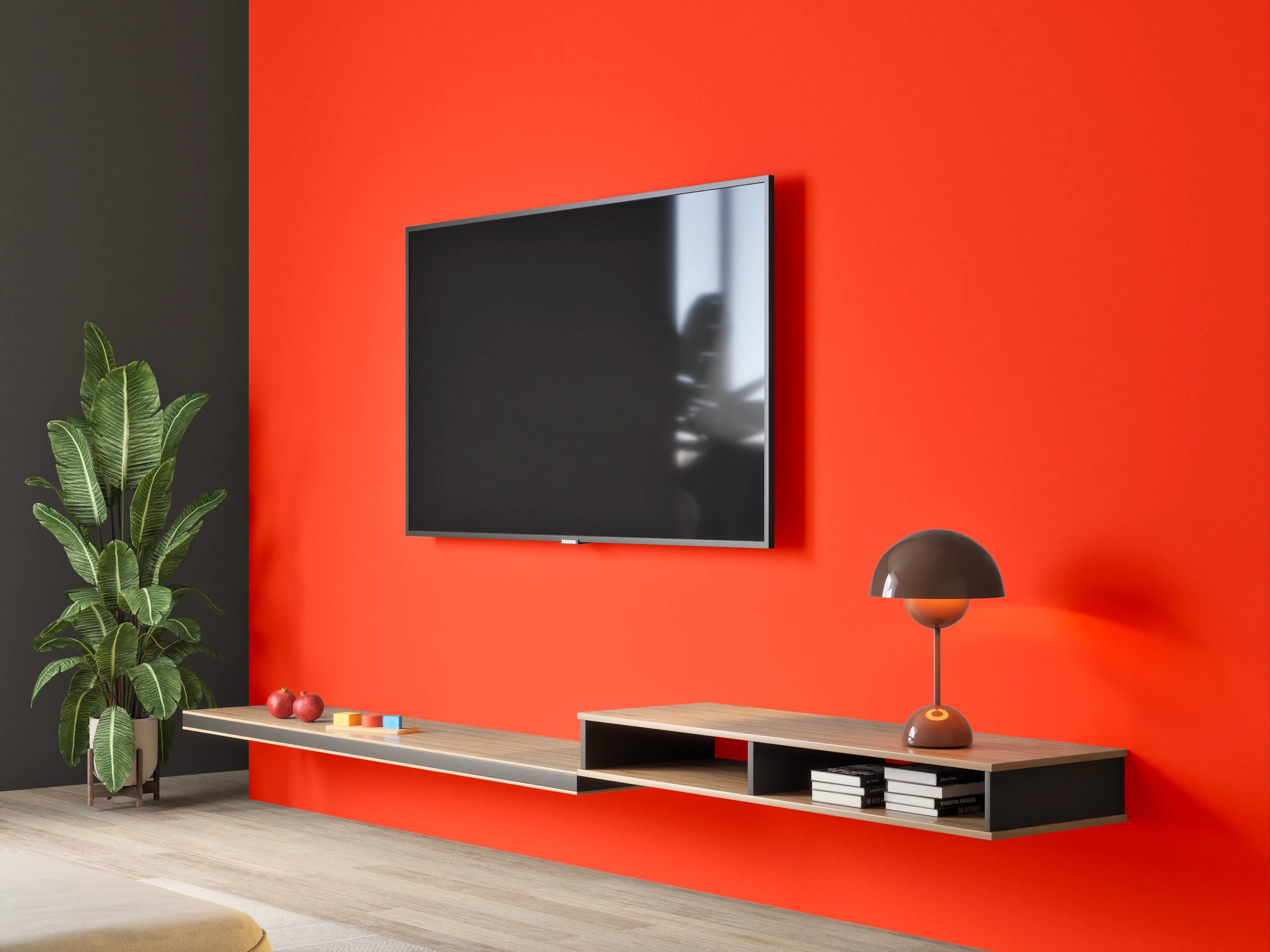 Wandverkleidung Wohnzimmer - RAL 2005 (Leuchtendes Orange)