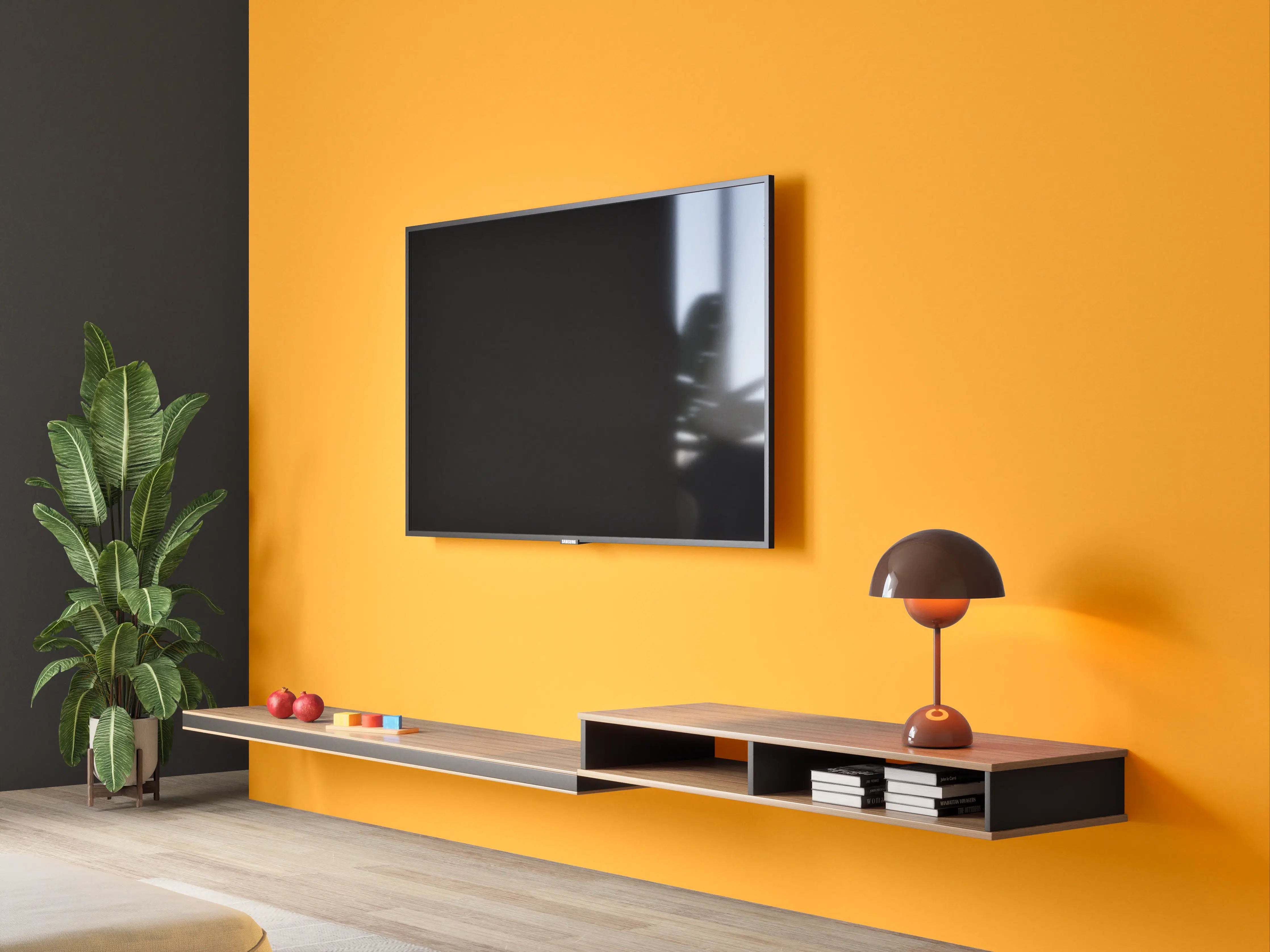Wandverkleidung Wohnzimmer - RAL 2007 (Leuchtendes Hellorange)
