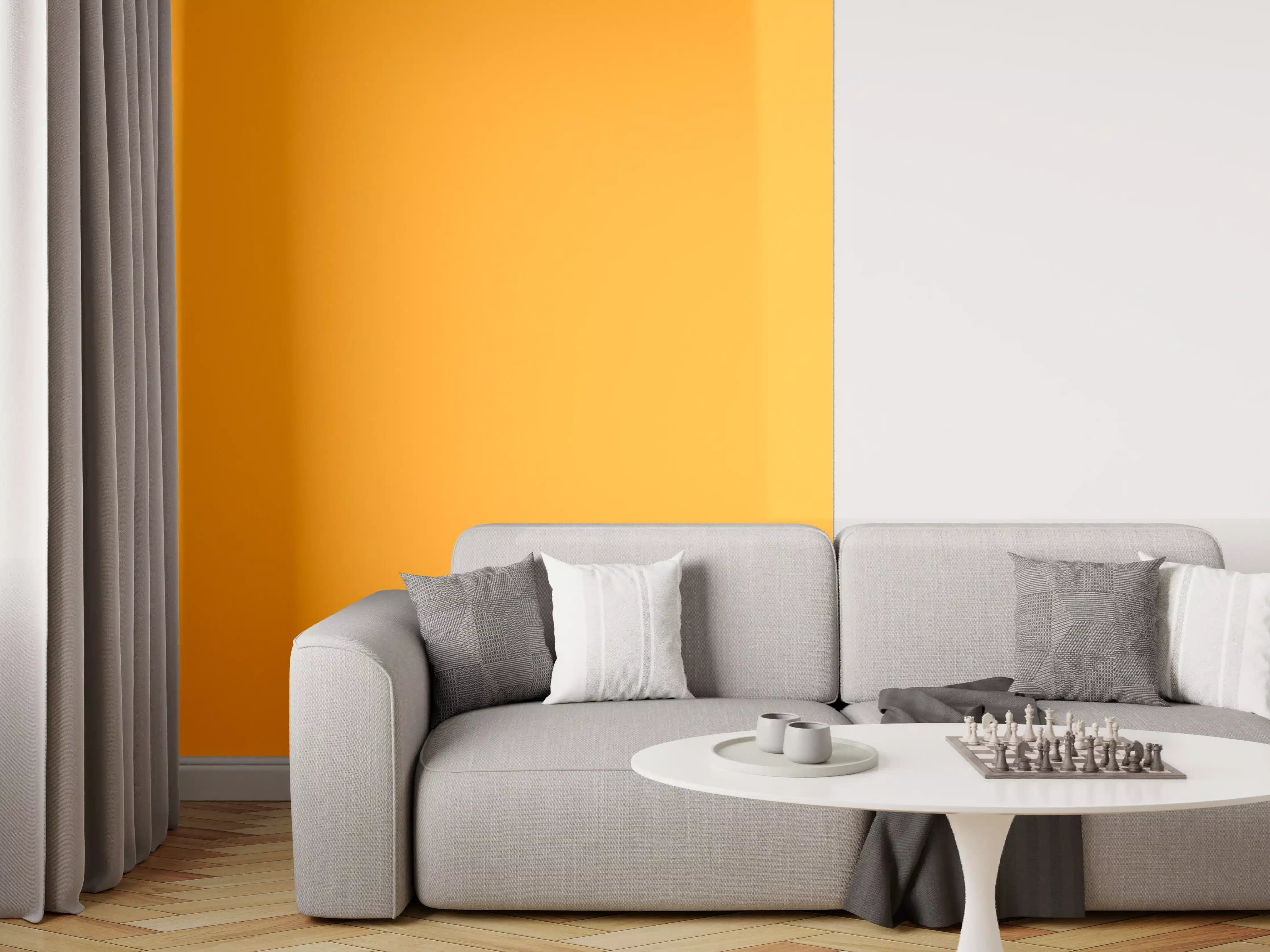 Wandverkleidung Wohnzimmer - RAL 2007 (Leuchtendes Hellorange)