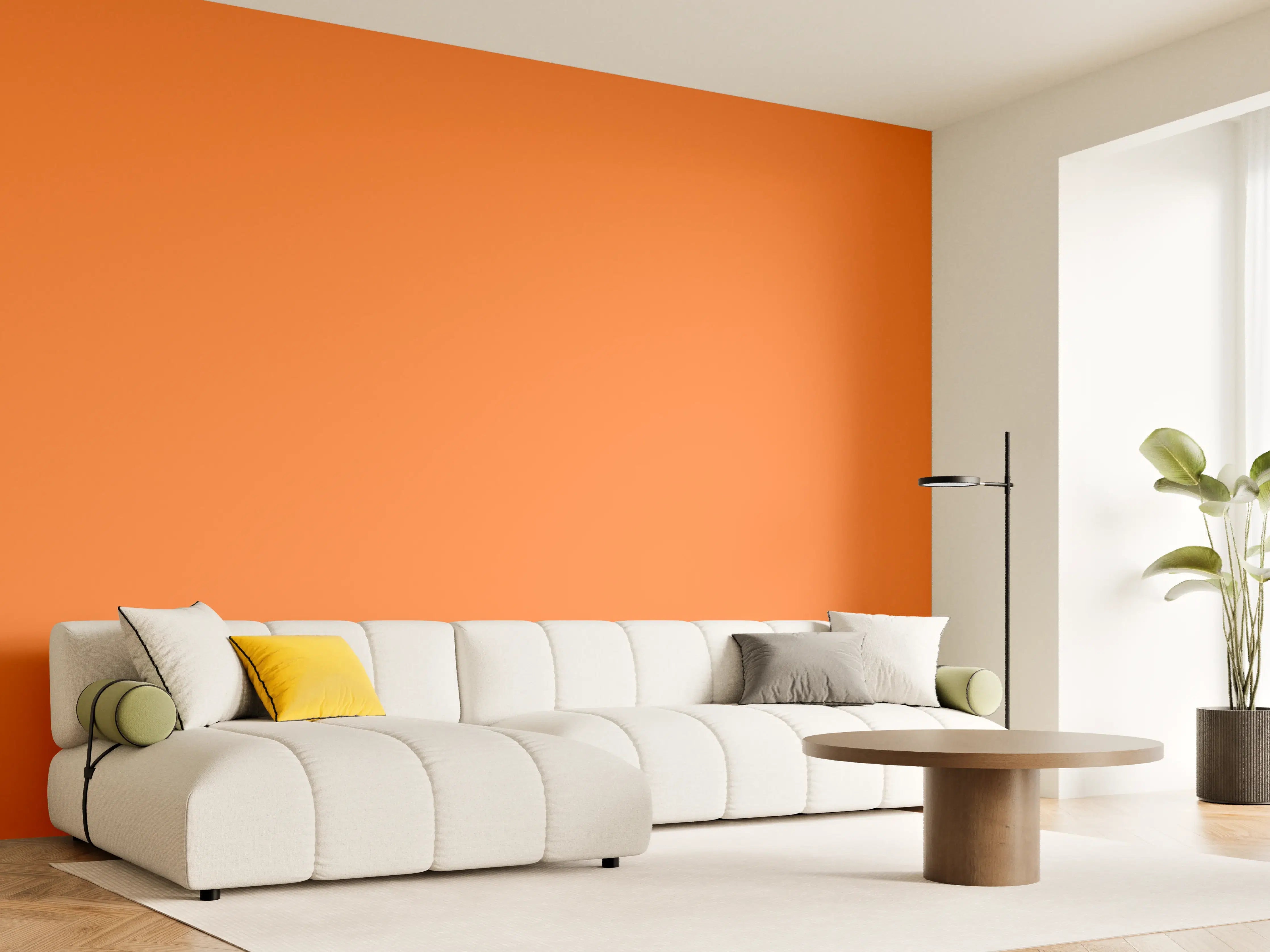 Wandverkleidung Wohnzimmer - RAL 2008 (Leuchtendes Rot-Orange)