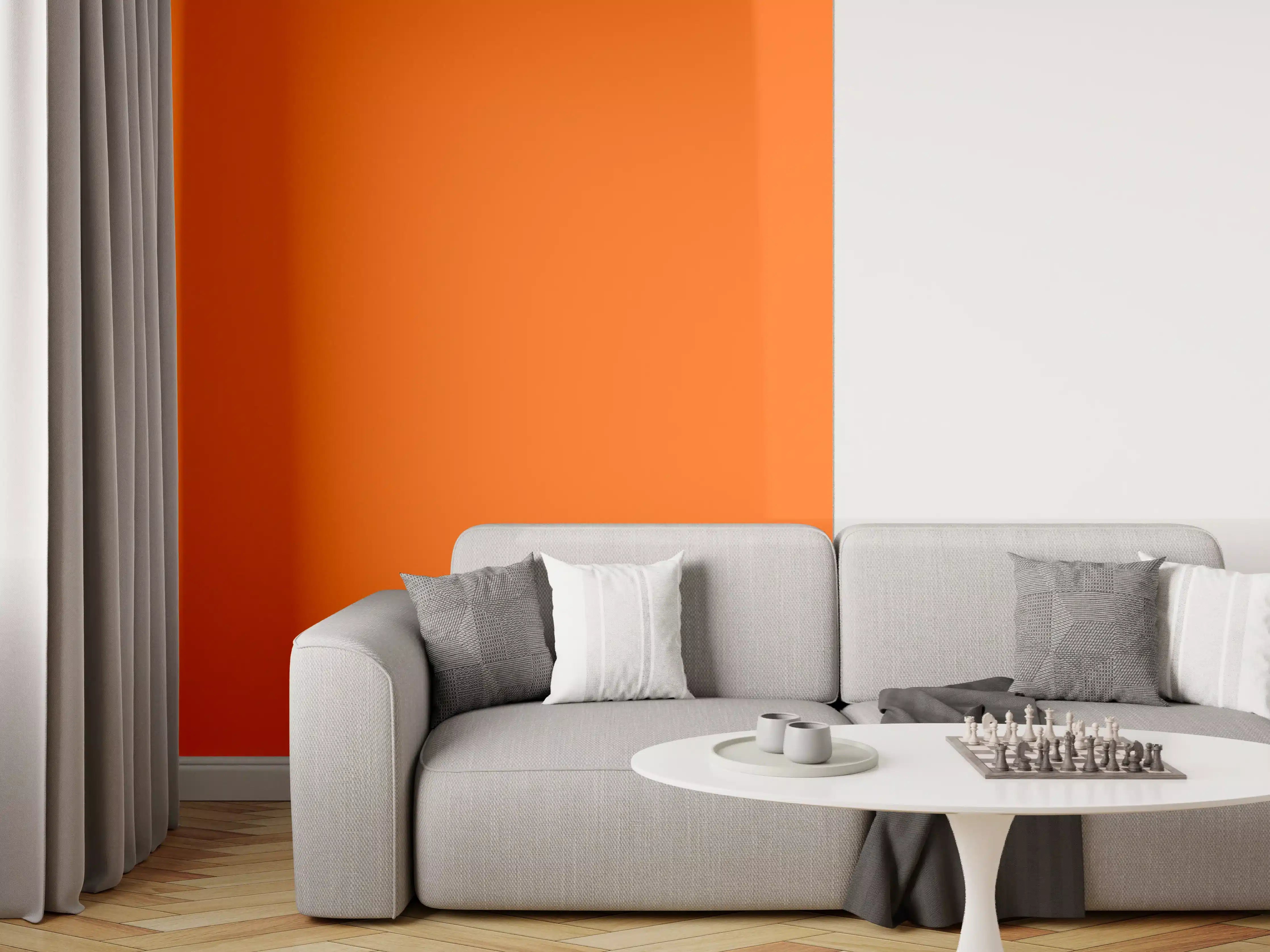 Wandverkleidung Wohnzimmer - RAL 2009 (Verkehrsorange)