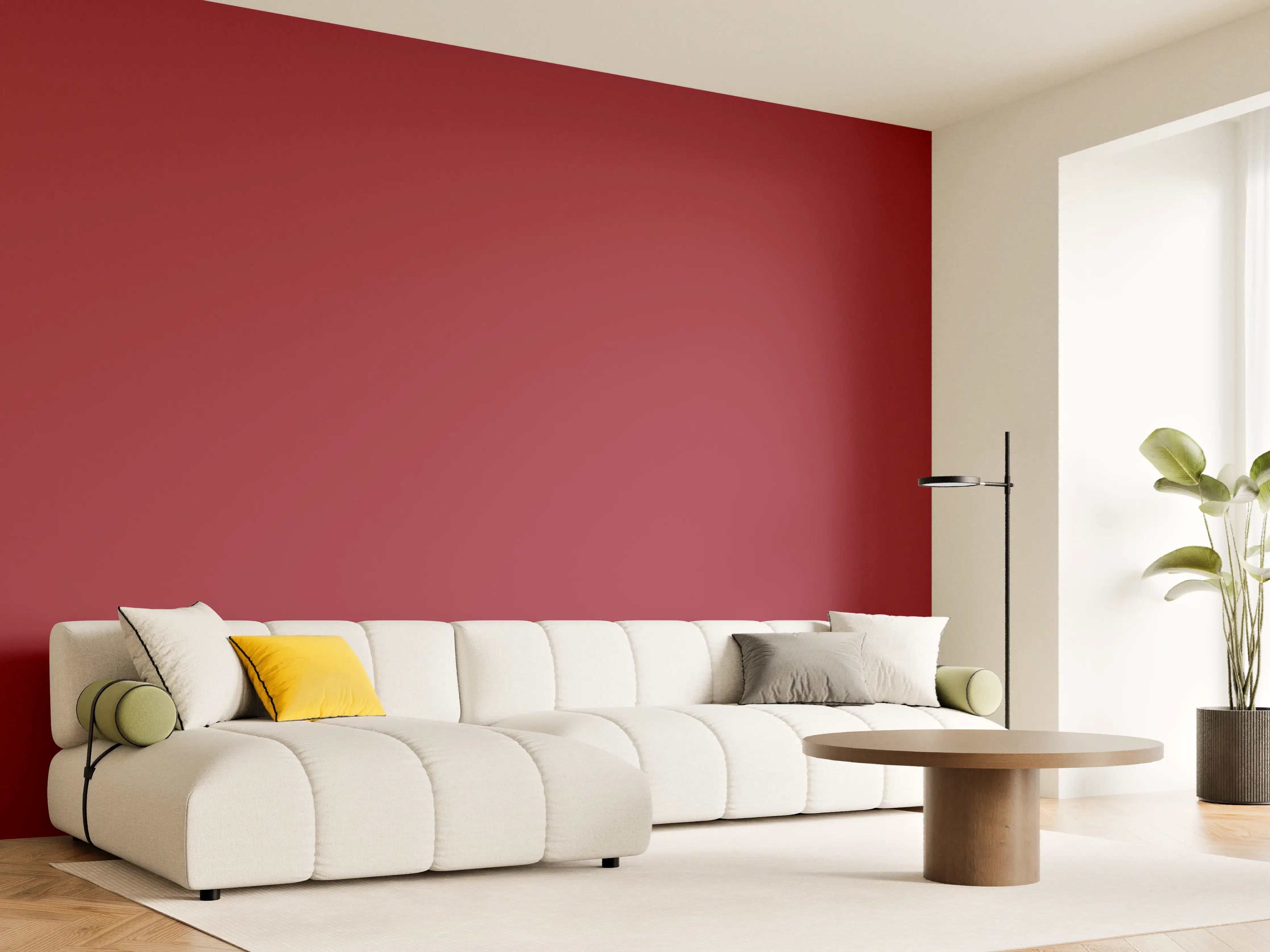 Wandverkleidung Wohnzimmer - RAL 3003 (Rubinrot)