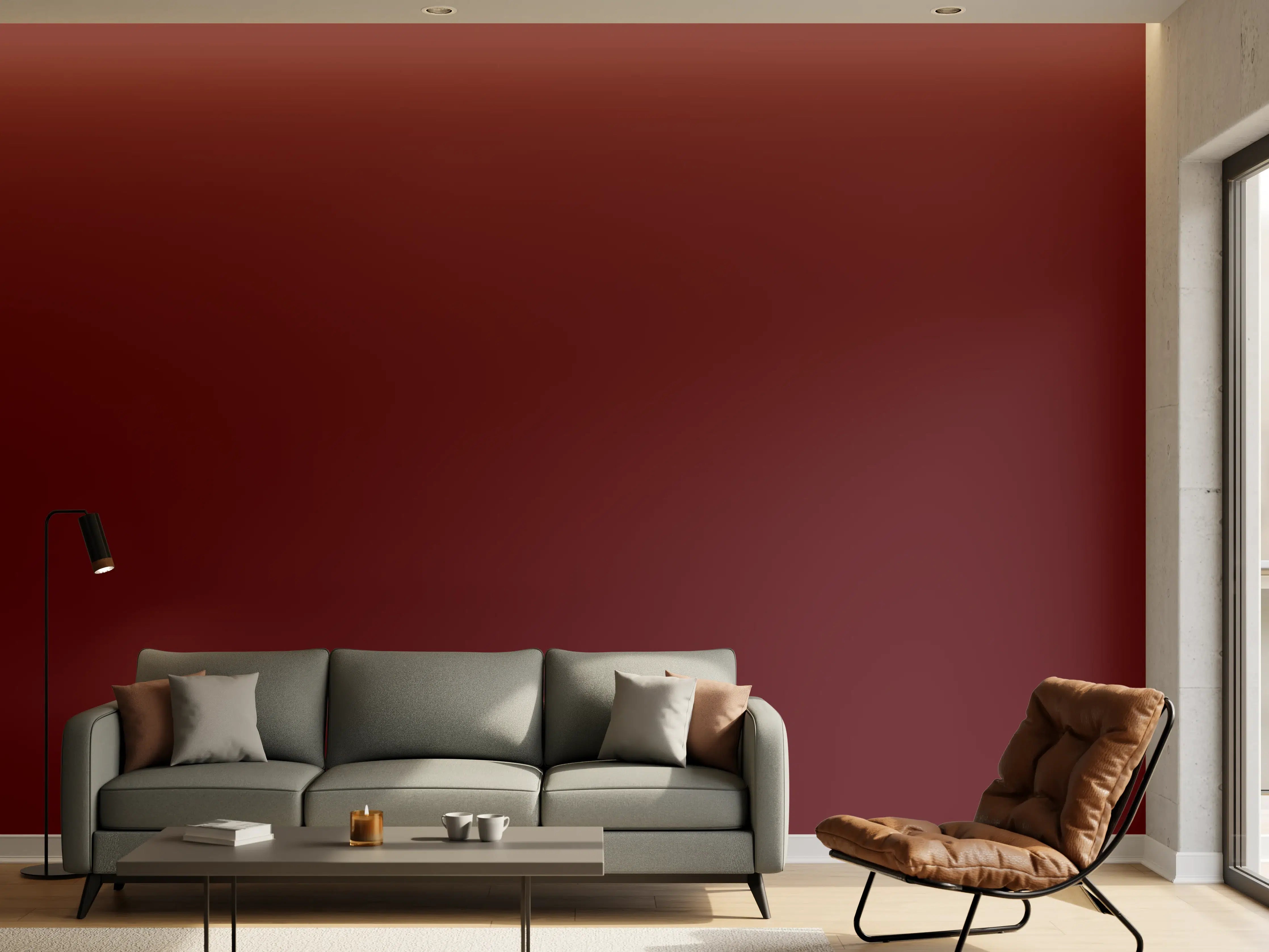 Wandverkleidung Wohnzimmer - RAL 3005 (Weinrot)