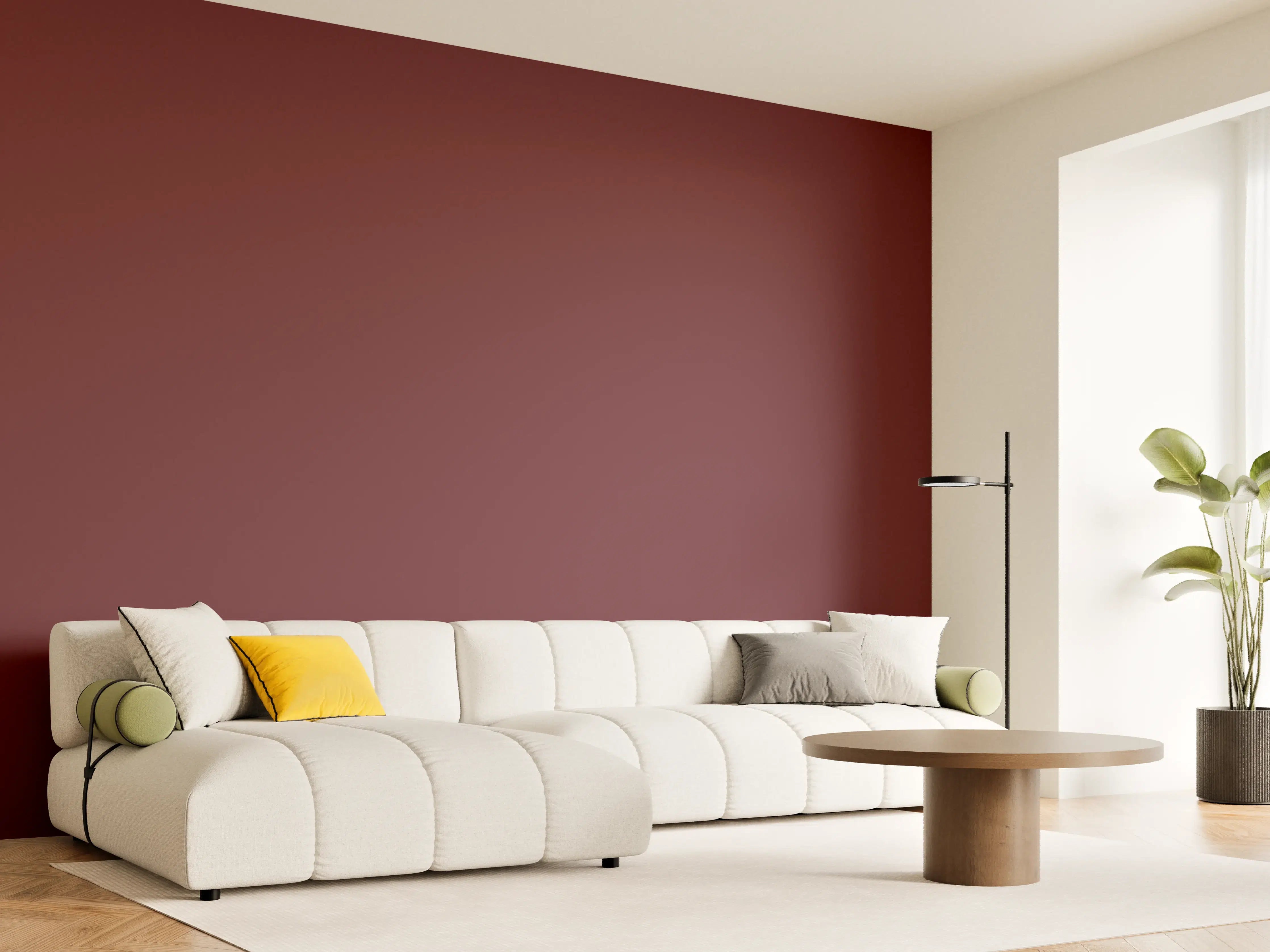 Wandverkleidung Wohnzimmer - RAL 3005 (Weinrot)