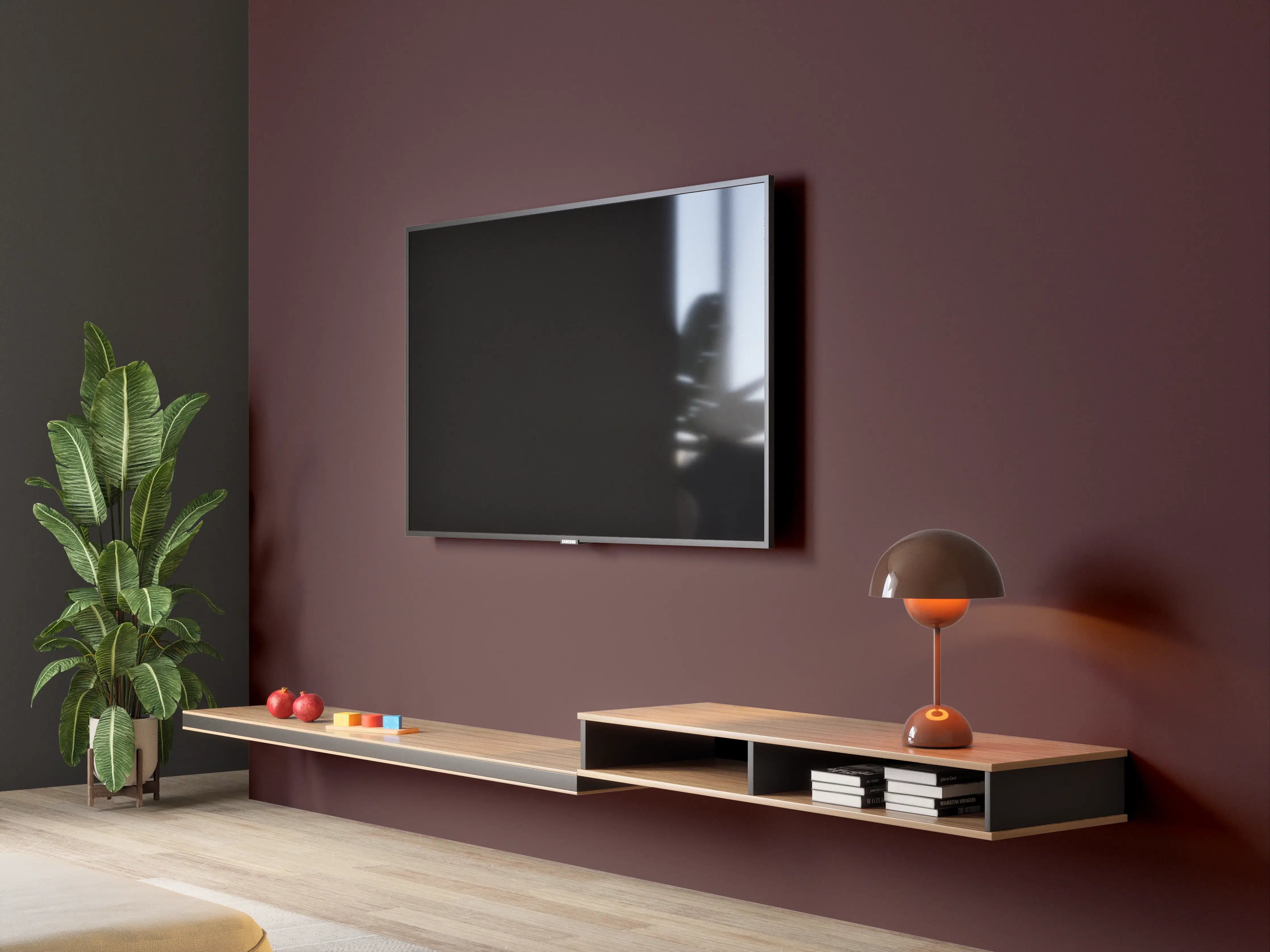 Wandverkleidung Wohnzimmer - RAL 3007 (Schwarzrot)